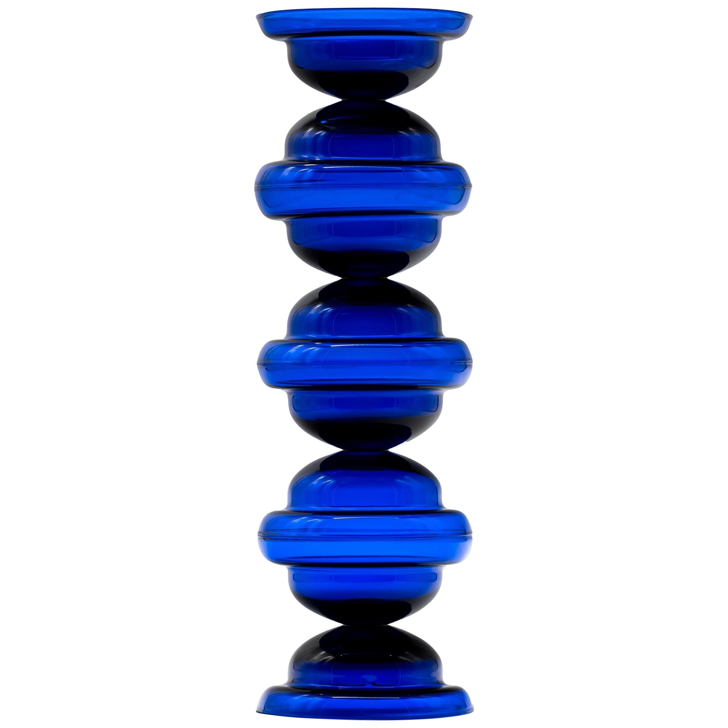 Candleholder in blue glass