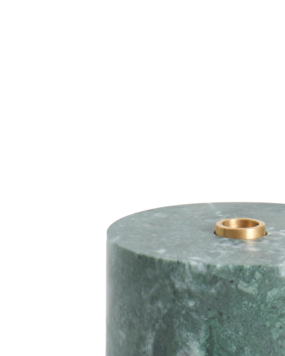 Italian New Modern Candleholder in Green Marble, creator Karen Chekerdjian For Sale
