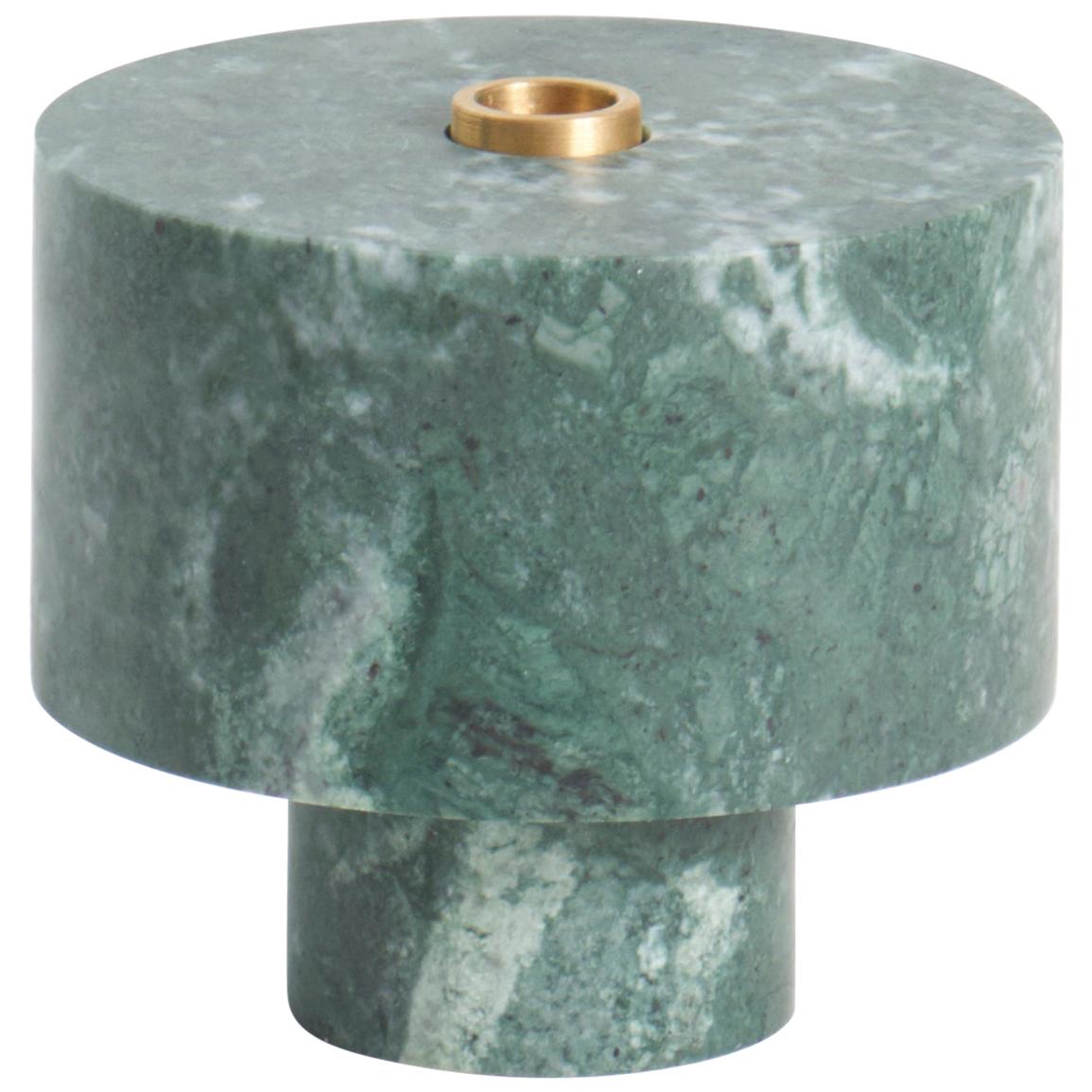 Candleholder in Green Marble, by Karen Chekerdjian, Made in Italy