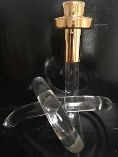 Candleholder in Lucite and Gold-Plated Brass, United States, 1950s