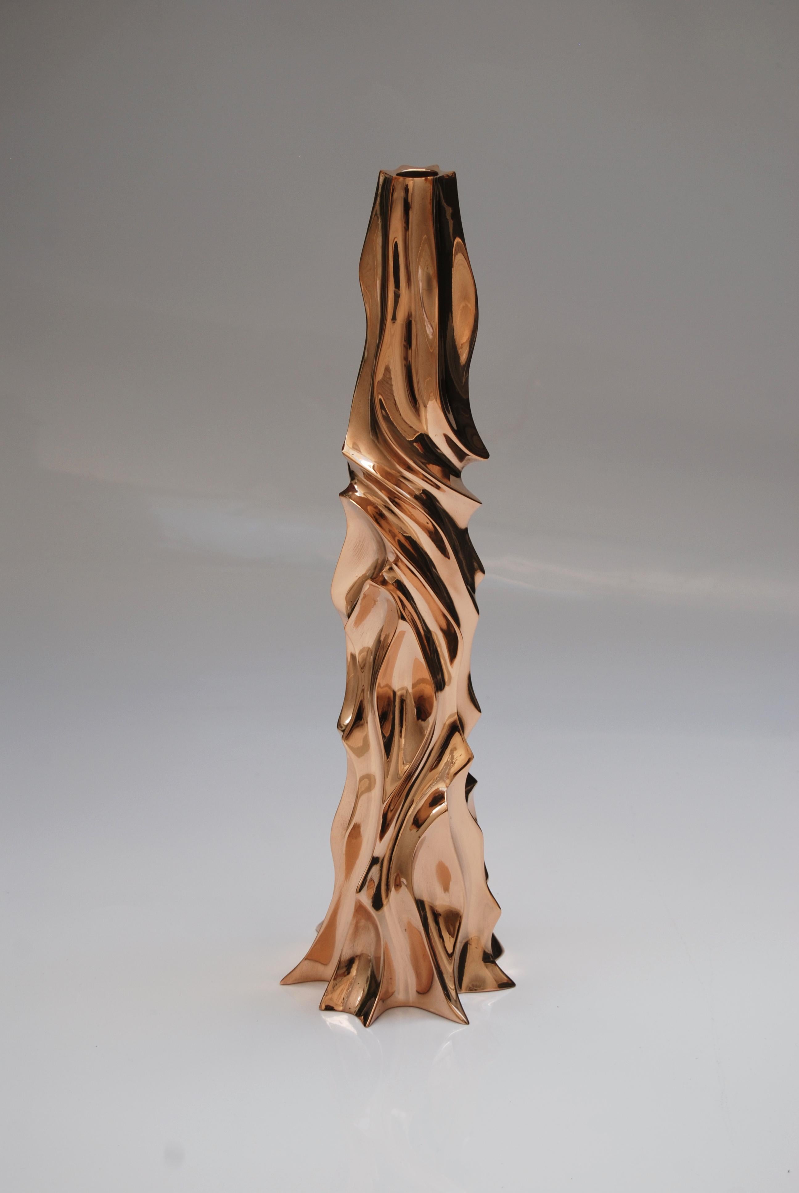 Modern Candleholder in Polished Bronze by FAKASAKA Design For Sale