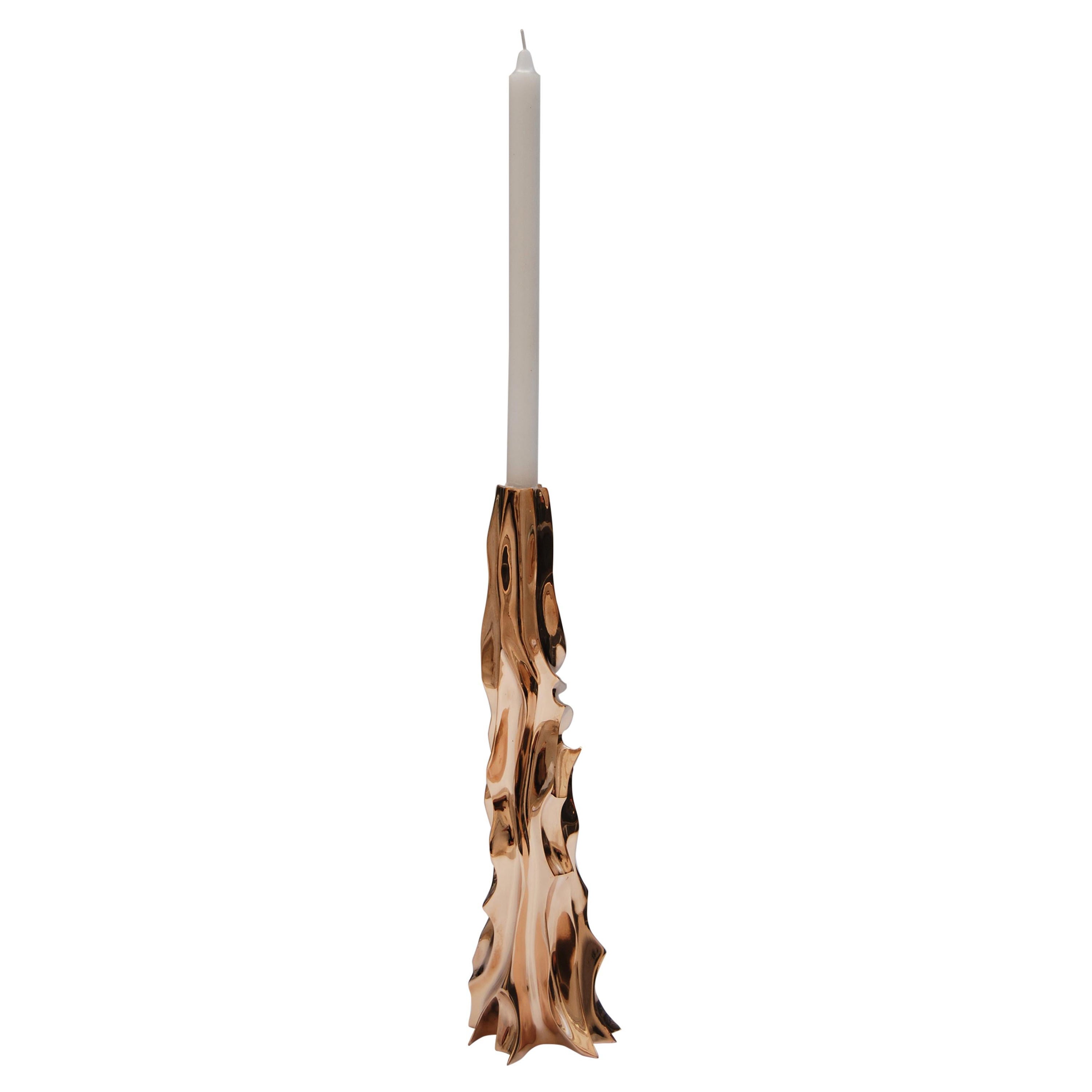 Kerzenhalter aus polierter Bronze von FAKASAKA Design im Angebot