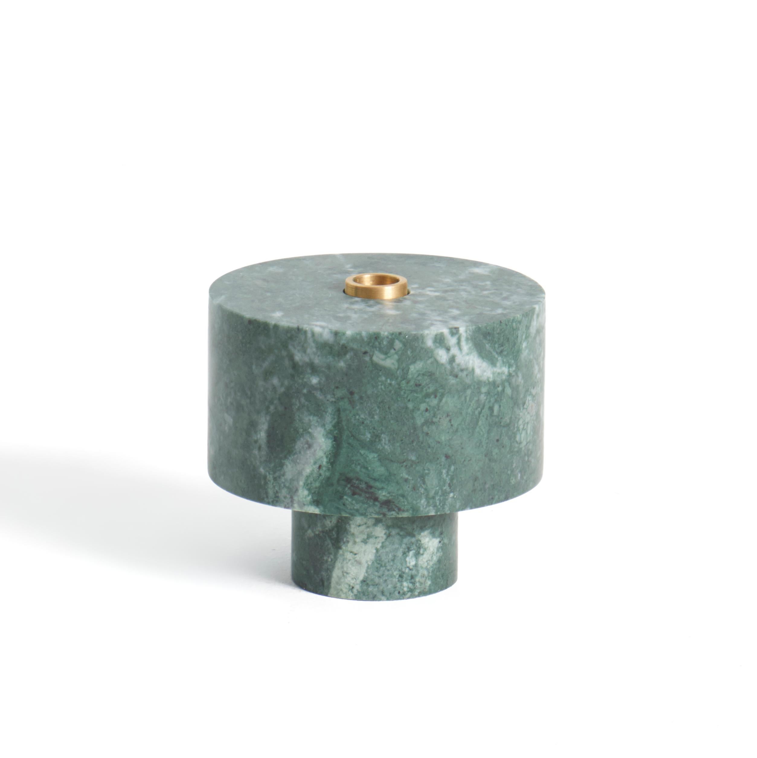 Contemporary New Modern Candleholder in Red Marble, creator Karen Chekerdjian Stock For Sale