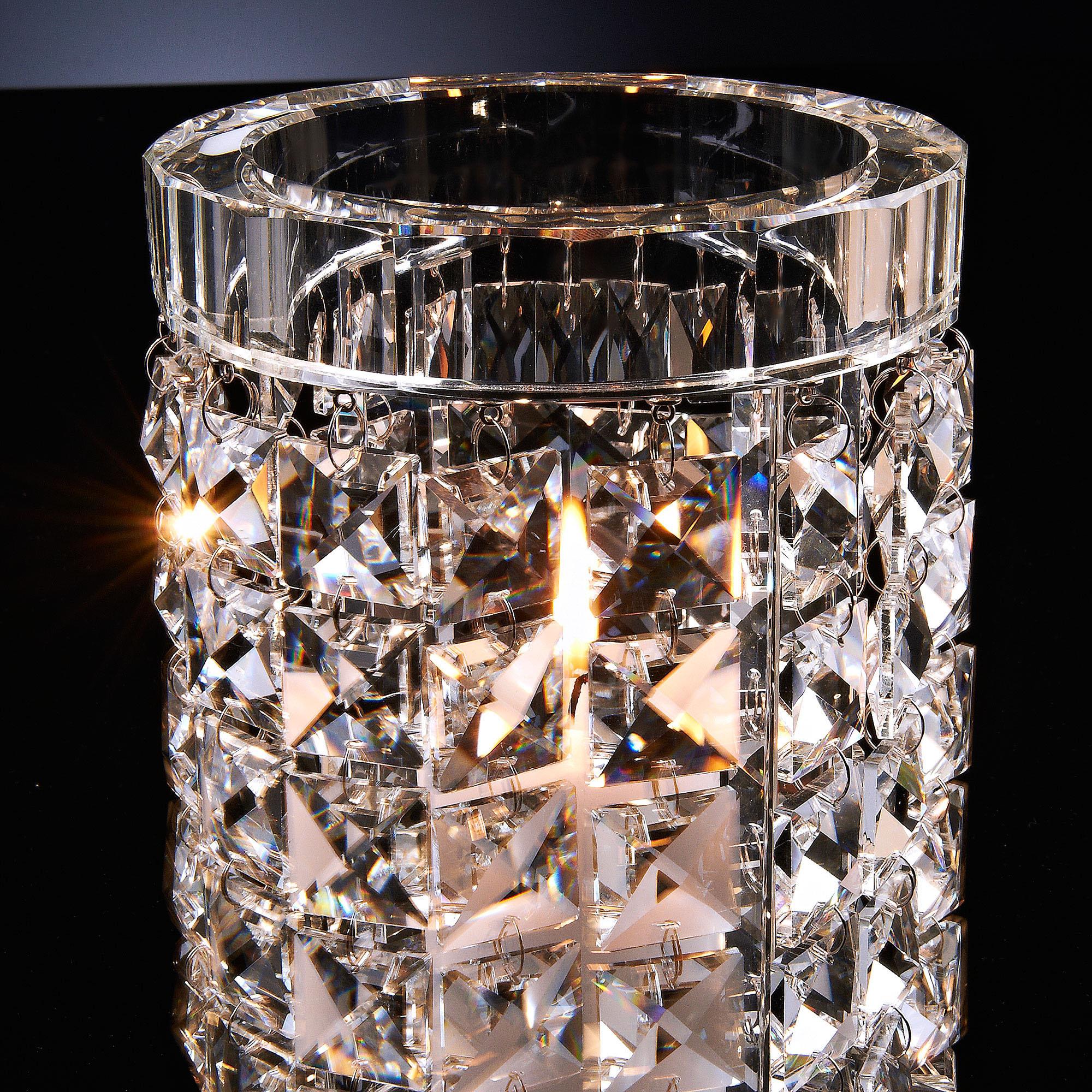Hand-Crafted Candleholder Nefertari Round, Glass and Crystal Drops, Italy For Sale