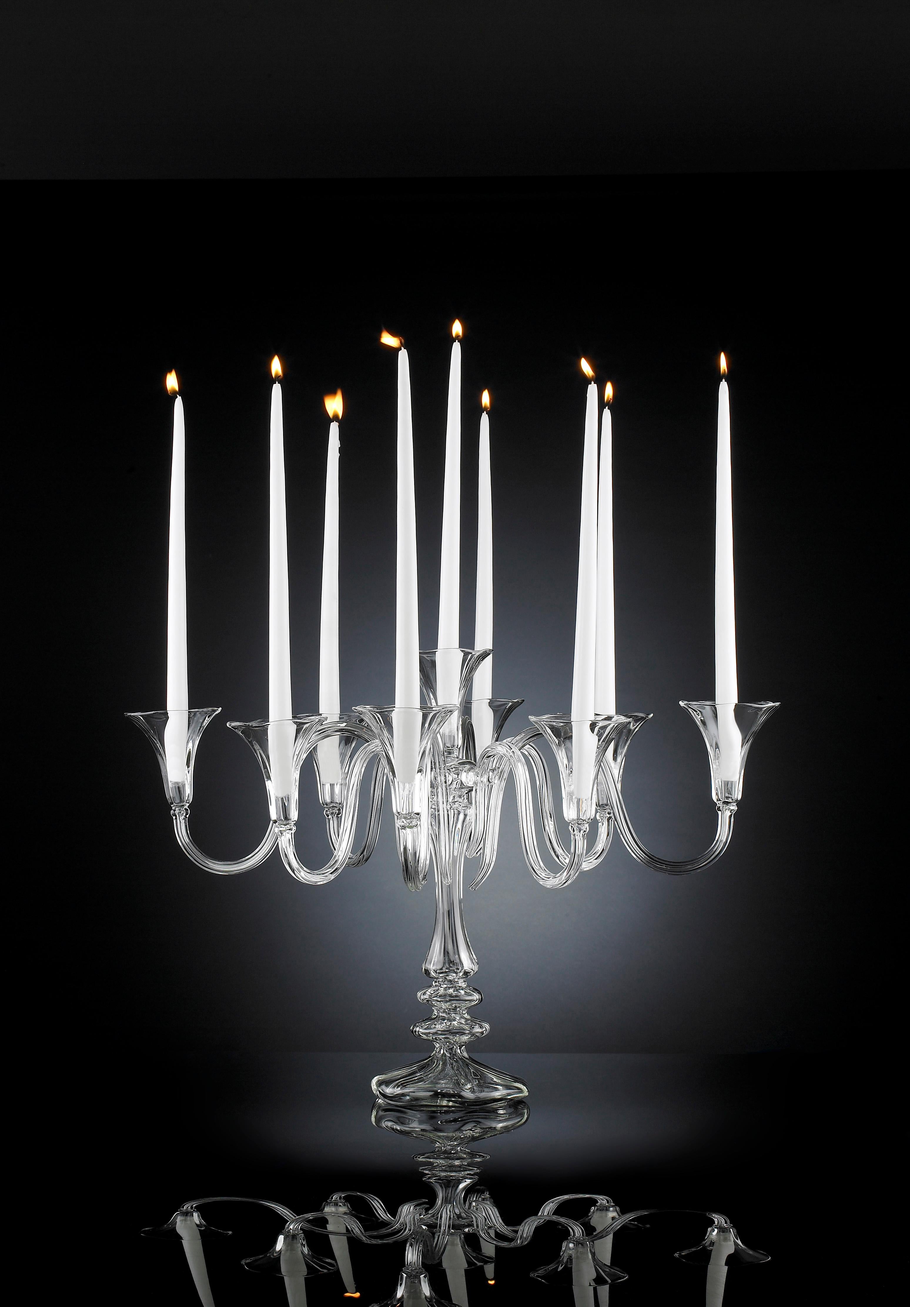 Modern Candleholder Royal Pyrex with 9 Arms, in Pyrex, Italy For Sale