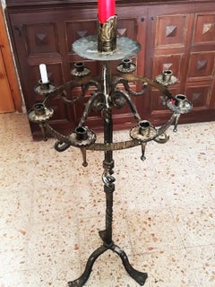 Floor Candle Holder with 9 Candles  Votive, Wrought Iron, Spain