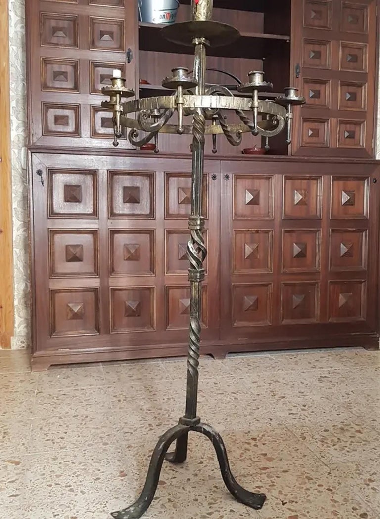 Floor Candle Holder with 9 Candles Votive, Wrought Iron, Spain For Sale at 1stDibs floor