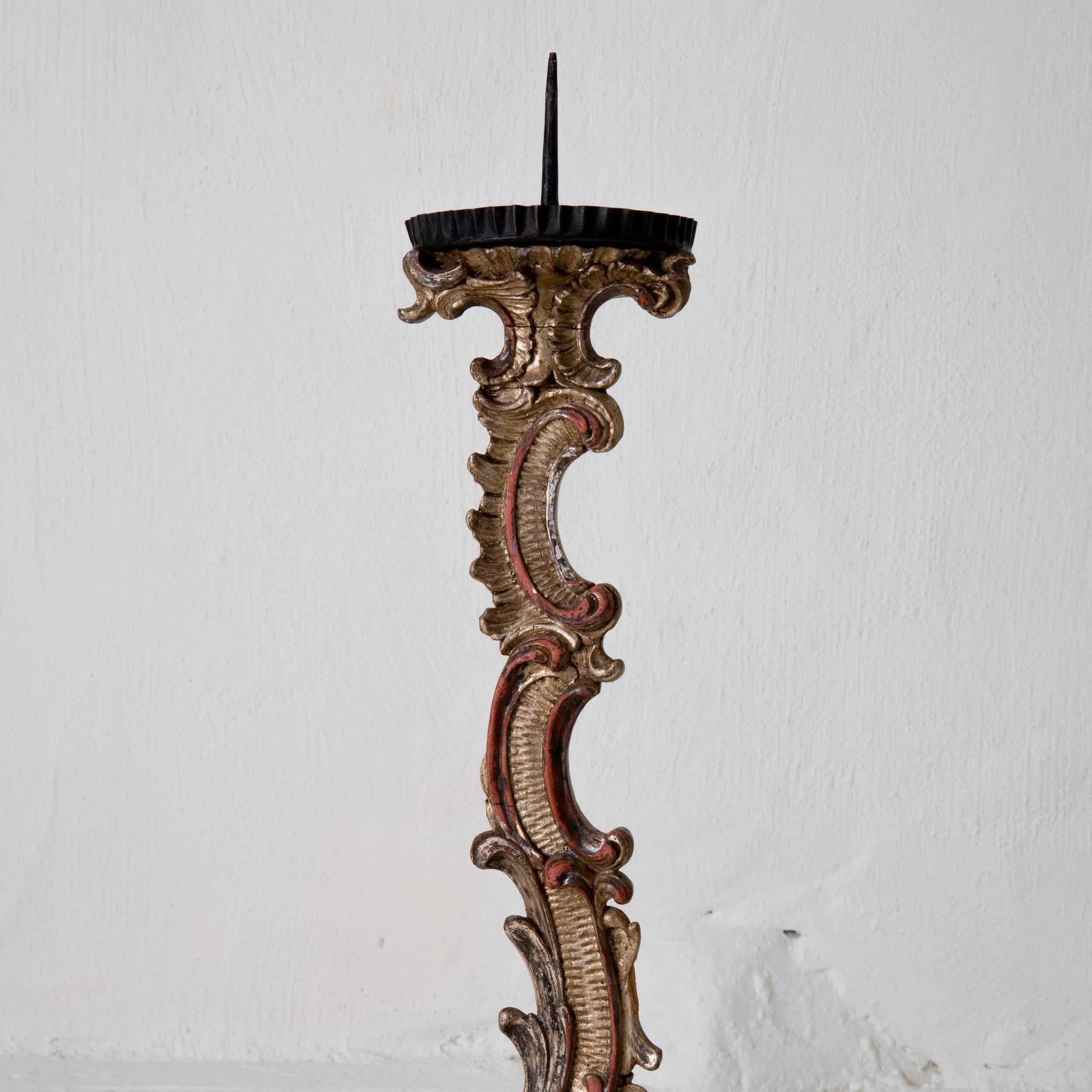 Candleholders Italian Tall Rococo Period 18th Century, Italy In Good Condition For Sale In New York, NY