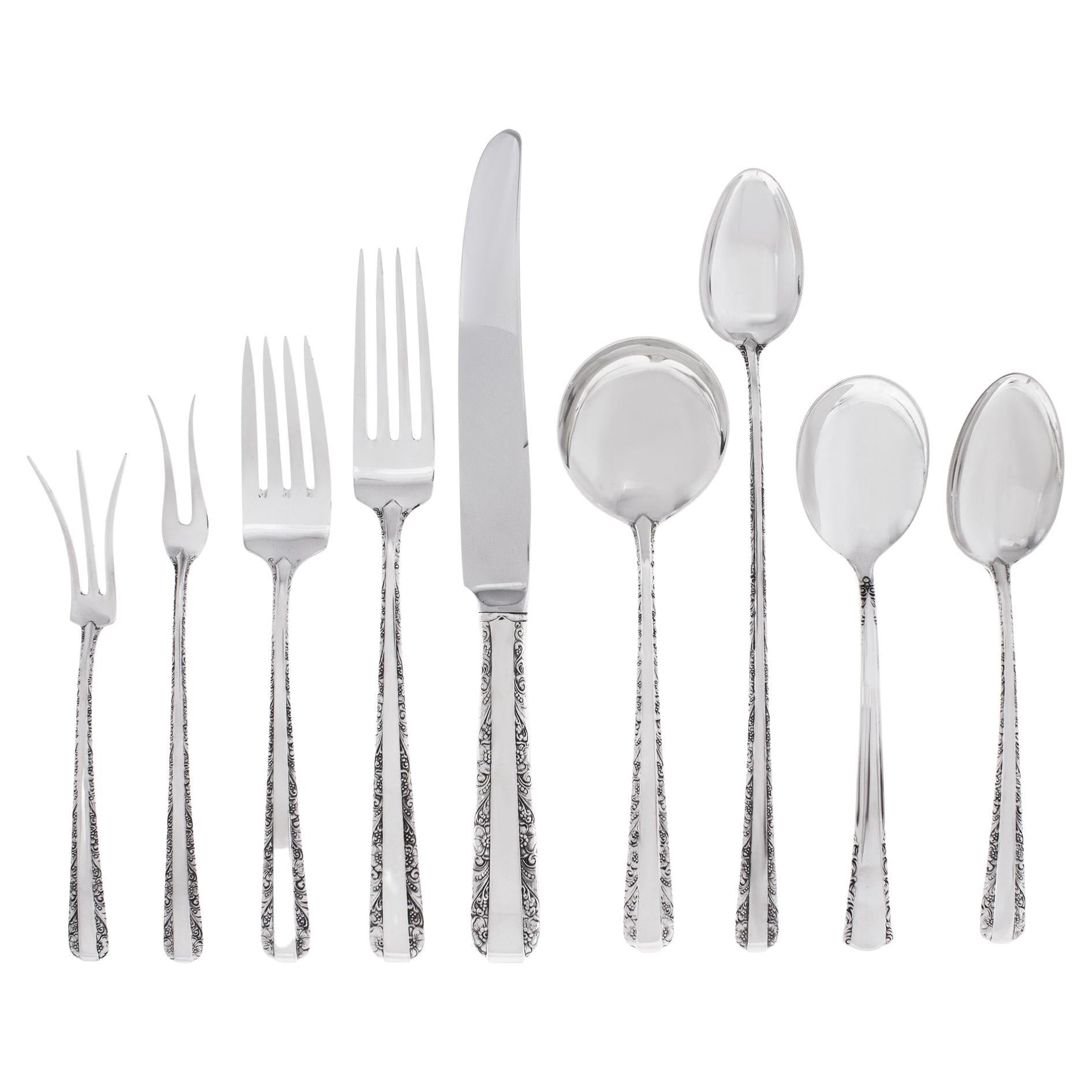 Candlelight Sterling Silver Flatware Set Patented in 1934 by Towle Silversmiths For Sale