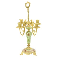 Candlestick 4 Legs Onyx Marble Gold-colored Metal 45cm