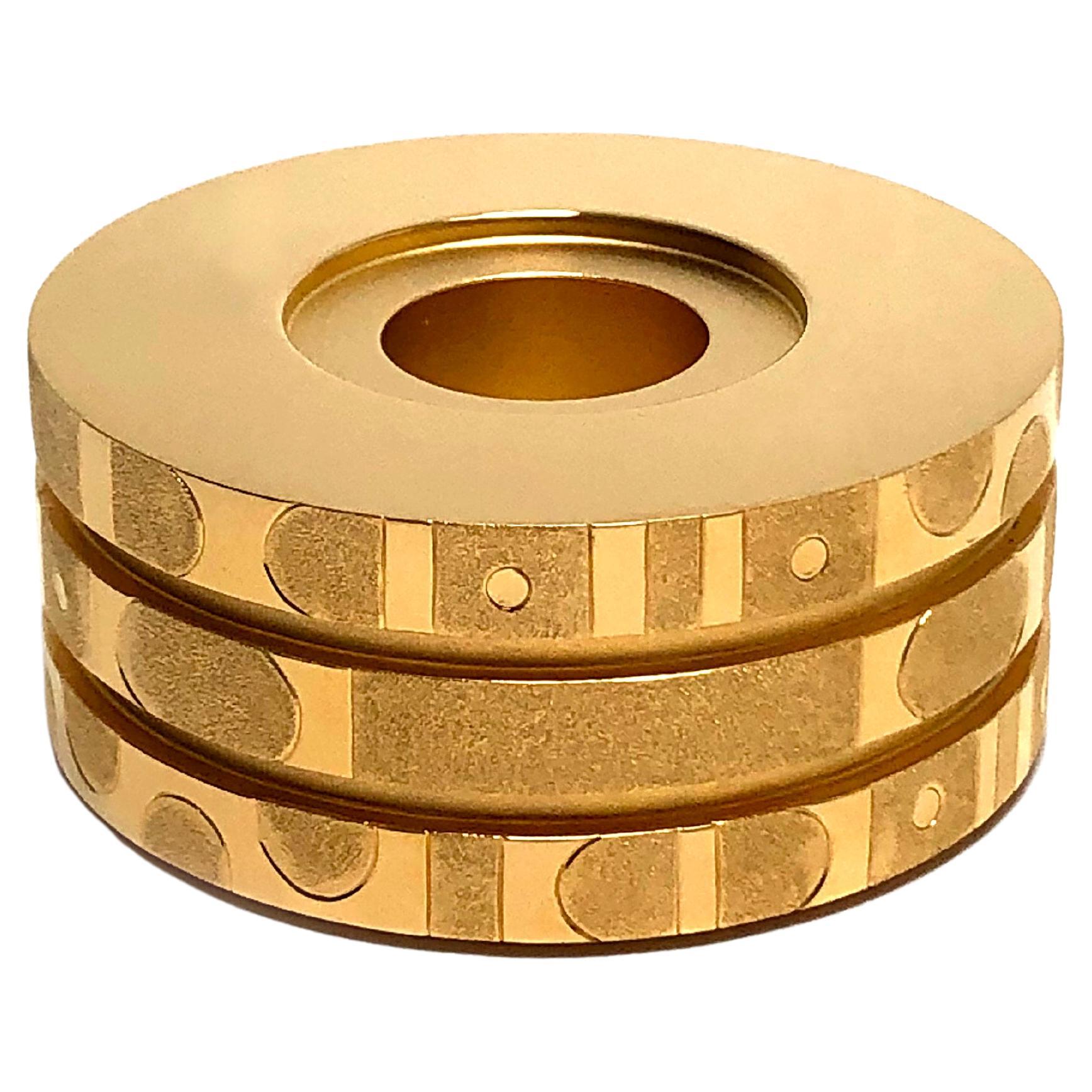 Gold-plated Candleholder Born to Be a Light, "Graphic Cylinder" from TOTEM N°2 For Sale