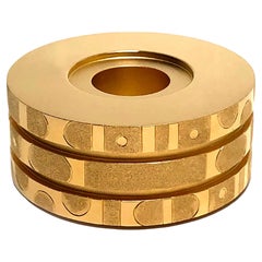 Gold-plated Candleholder Born to Be a Light, "Graphic Cylinder" from TOTEM N°2