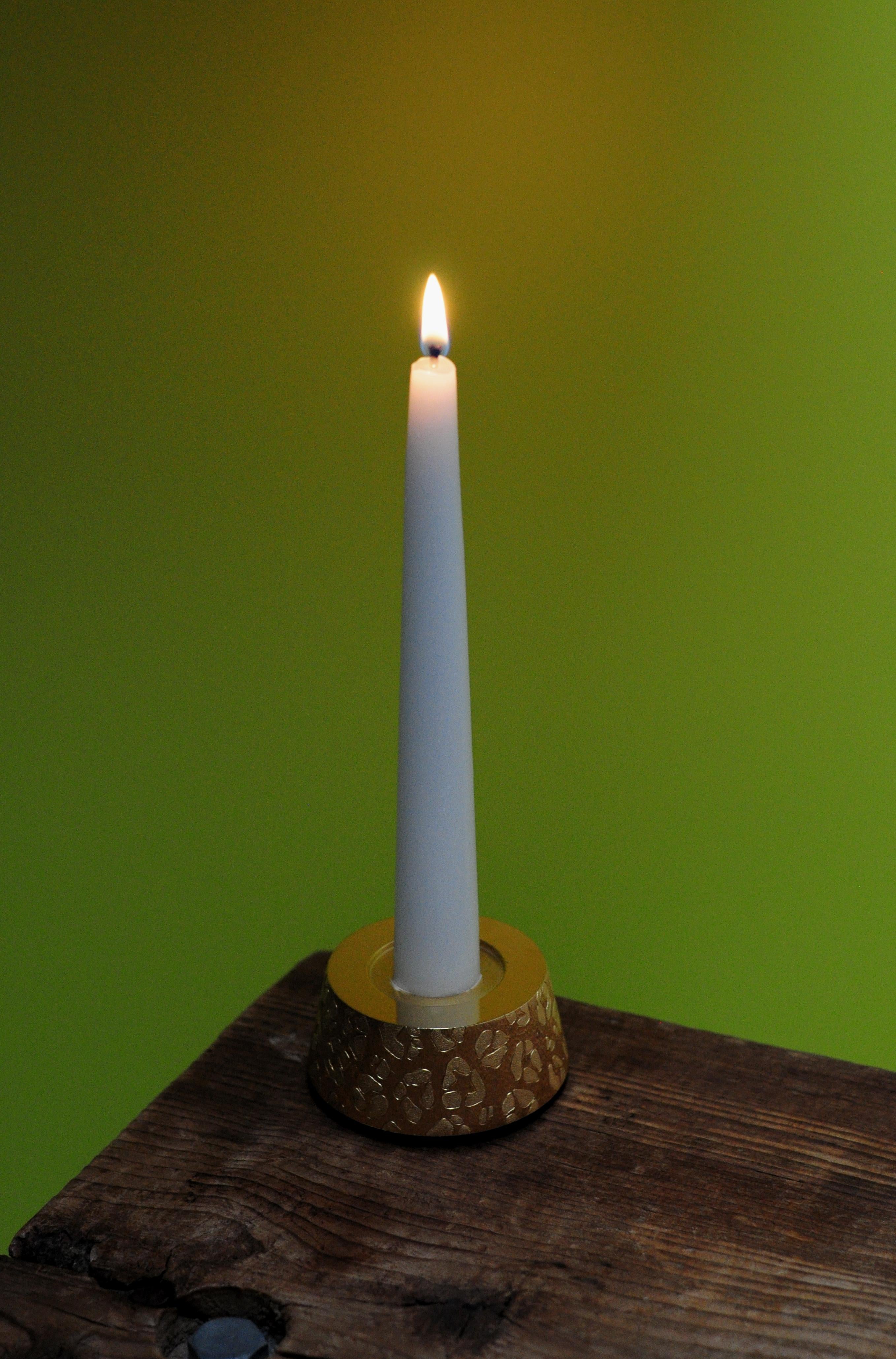 Contemporary Gold-plated Candleholder Born to Be a Light, 