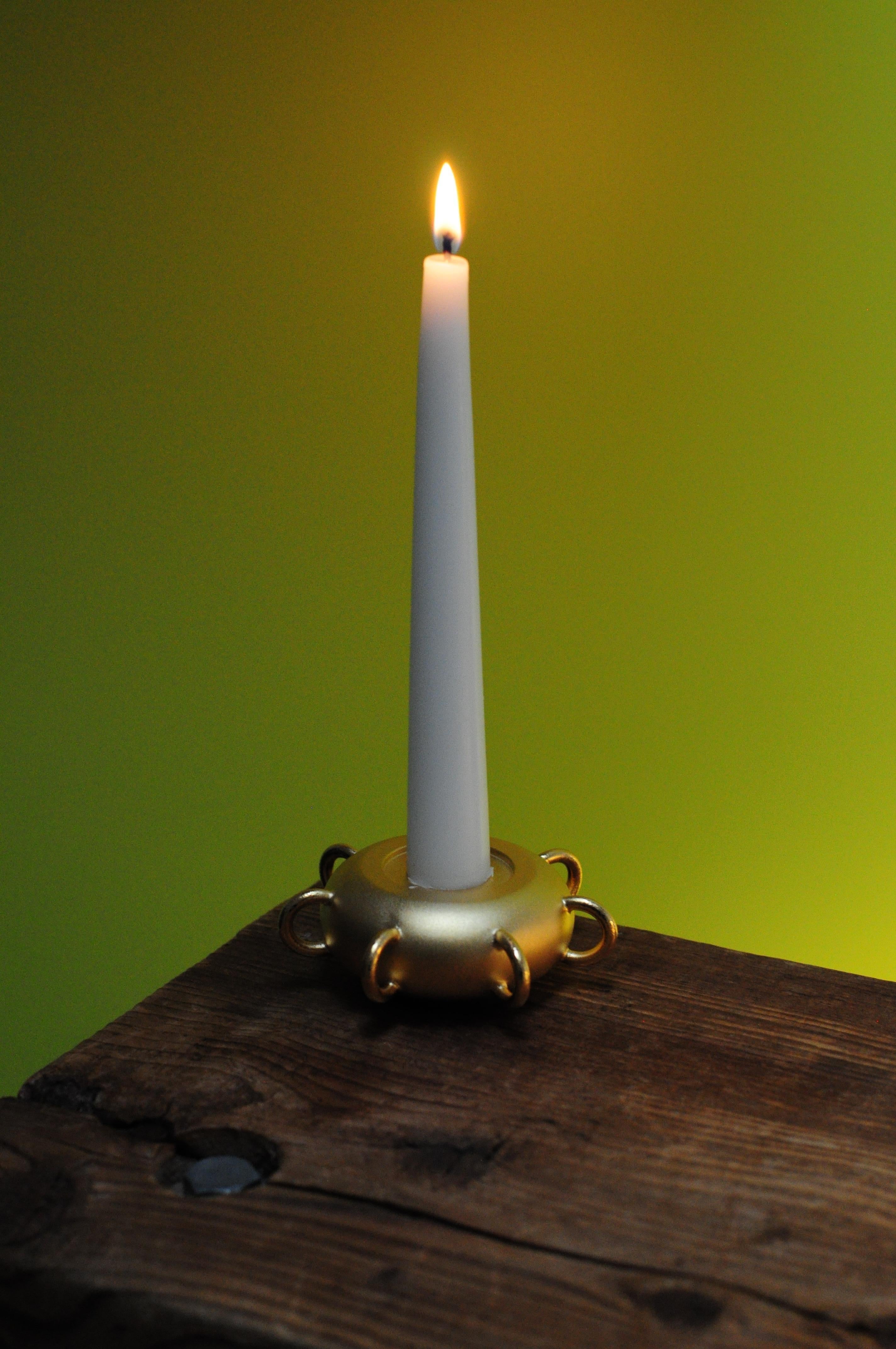 Brass  Gold-plated Candleholder Born to Be a Light, 