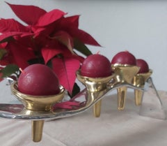 Candelabra Sinuoso 4 Velas made of solid Brass and Aluminium Handmade