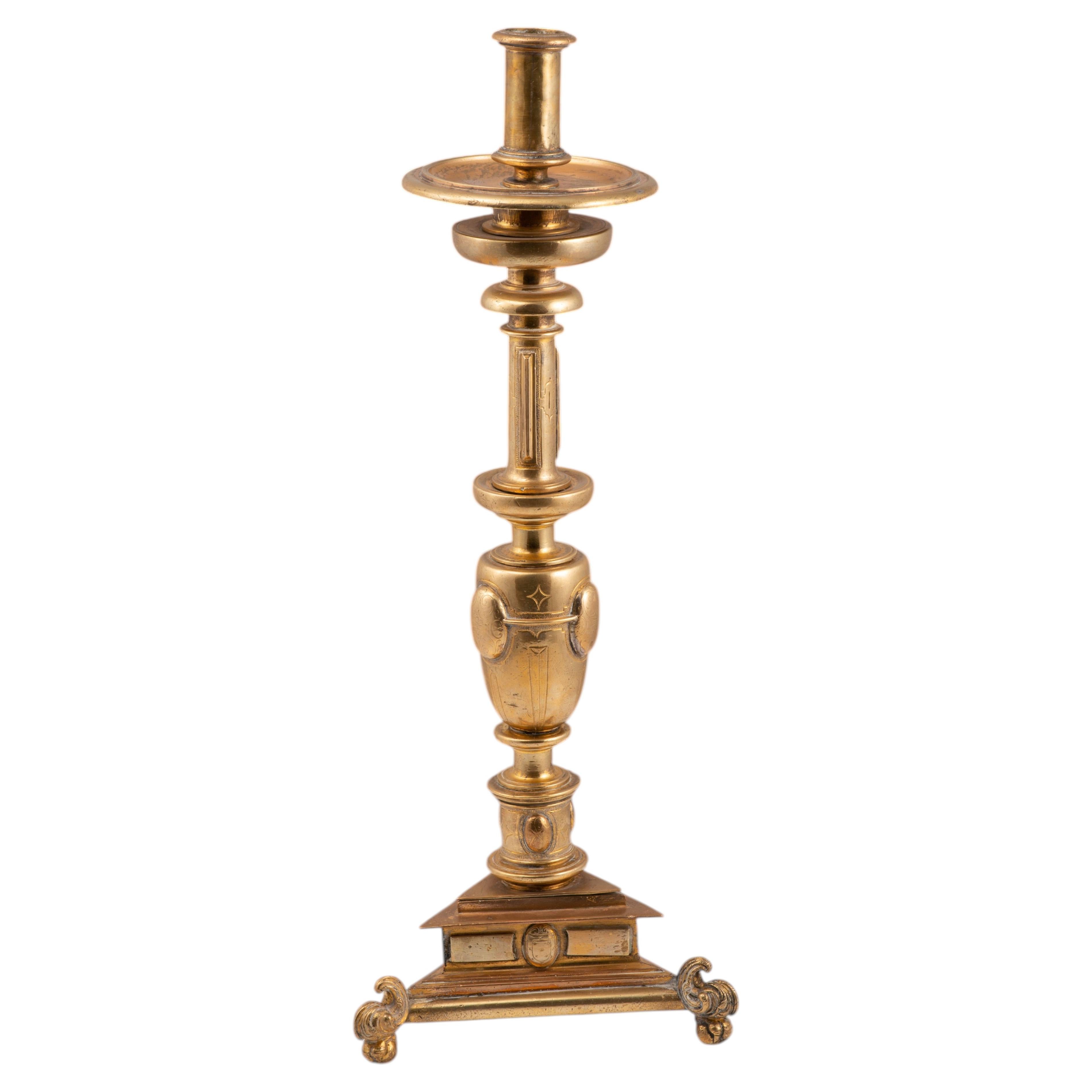 Candlestick. Bronze. Spanish school, 17th century. For Sale
