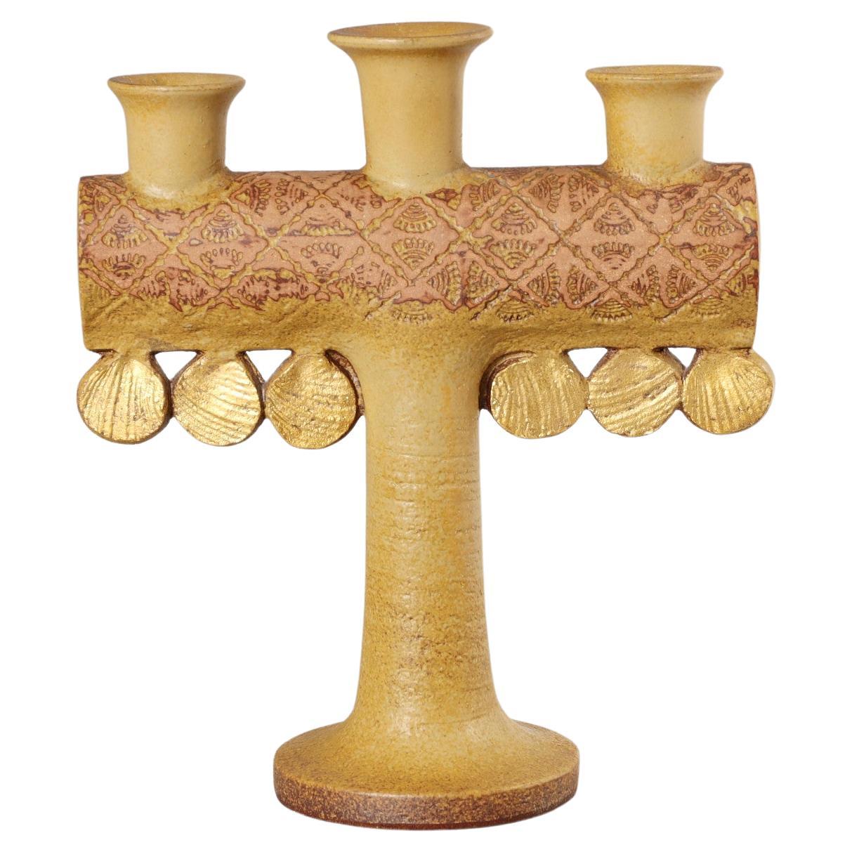 candlestick by Lisa Larson 'Medallion' Gustavsberg Sweden 1960 For Sale