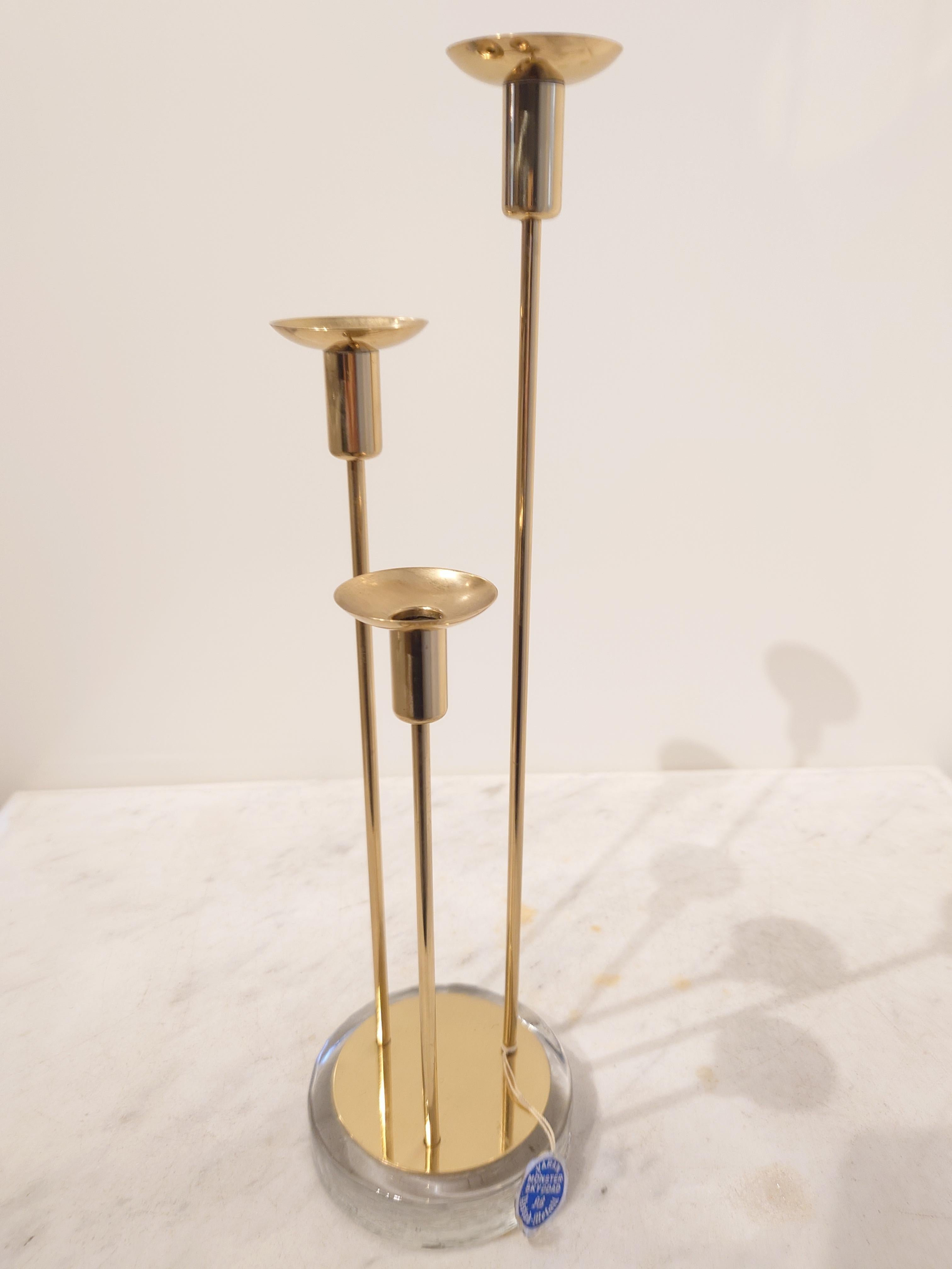 Candeliere / Candelabro  Gunnar Ander Ystad-Metall in metallo anni '50, metà secolo, vetro moderno in vendita 3