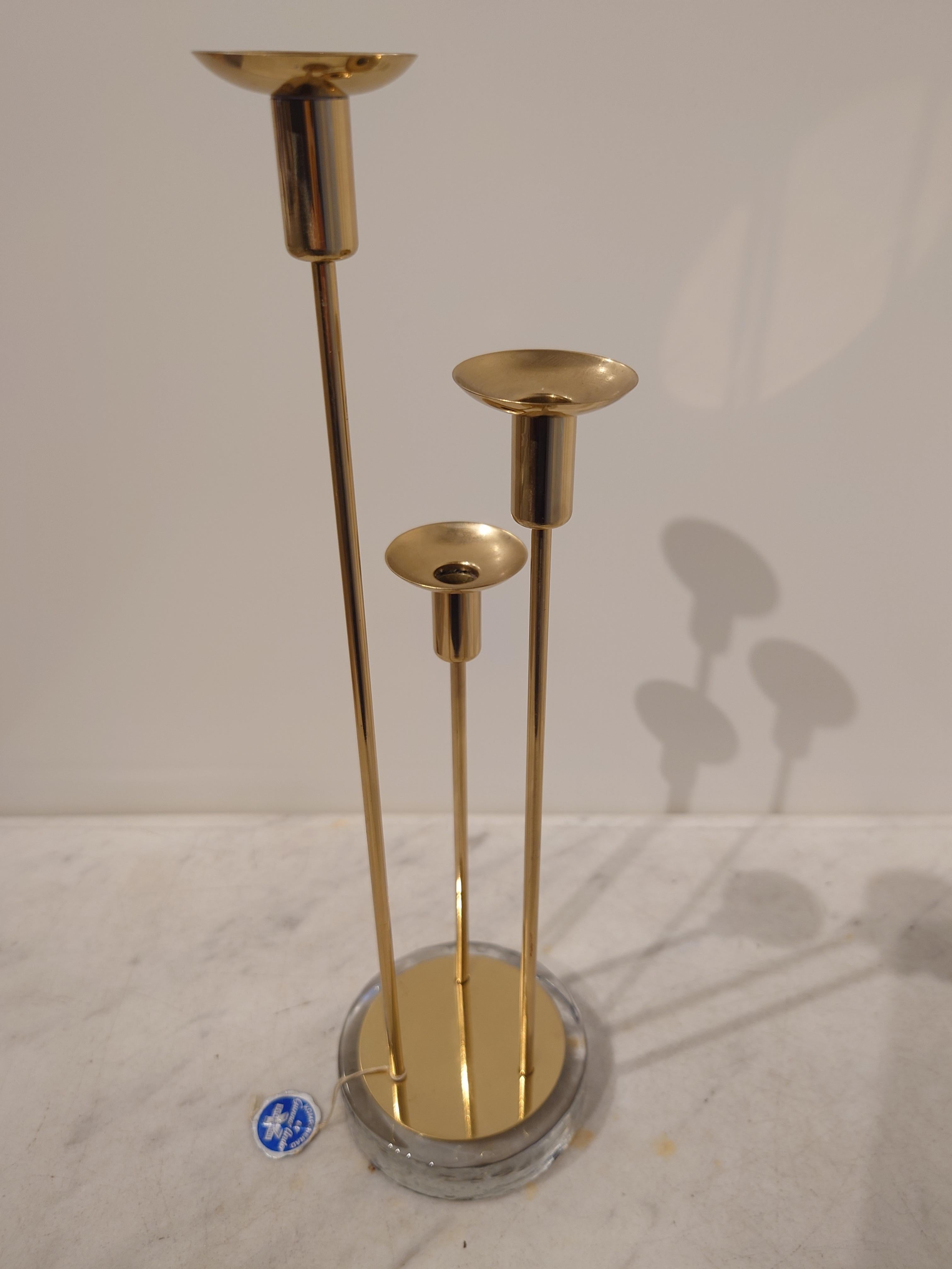 XX secolo Candeliere / Candelabro  Gunnar Ander Ystad-Metall in metallo anni '50, metà secolo, vetro moderno in vendita