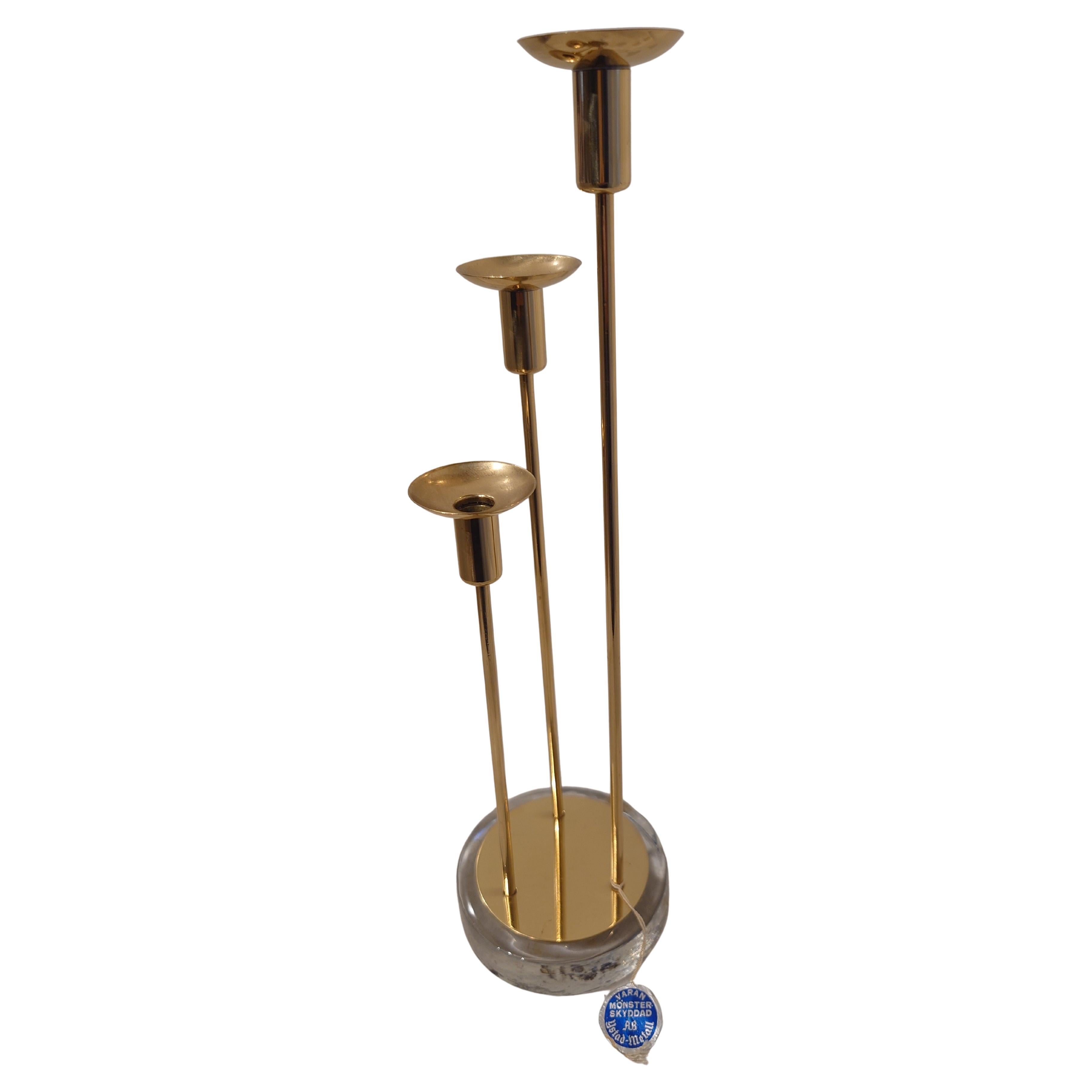 Candeliere / Candelabro  Gunnar Ander Ystad-Metall in metallo anni '50, metà secolo, vetro moderno in vendita