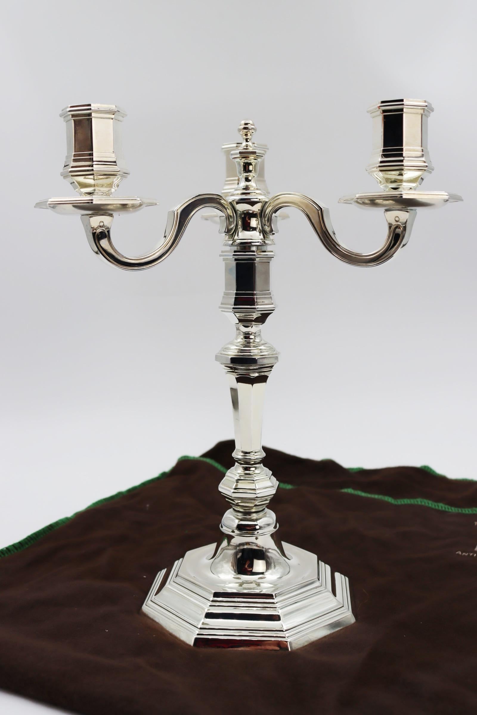 Plated Candlestick, Candelabra, House of Christofle, 20th Century For Sale