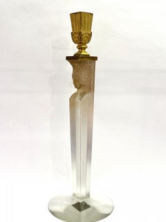 Candlestick Candleholder "Caryatid" White Glass by René Lalique