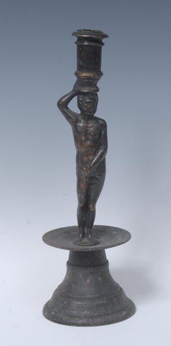 Kerzenständer Figurative Adam Messing Antiquarian Renaissance Manner 28.5cm 11 hoch