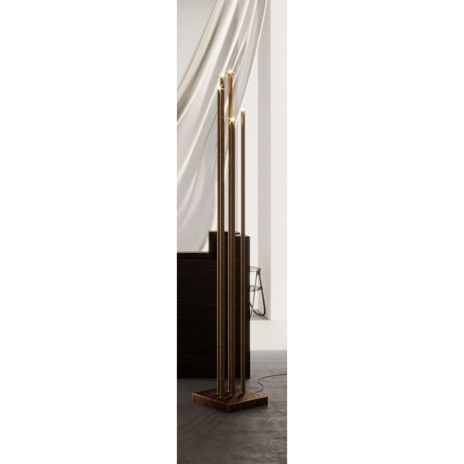 Candlestick floor lamp sculpted by Alexandr Pinchuk
Dimensions: 30 x 30 x H 187 cm
Materials: Iron.



  