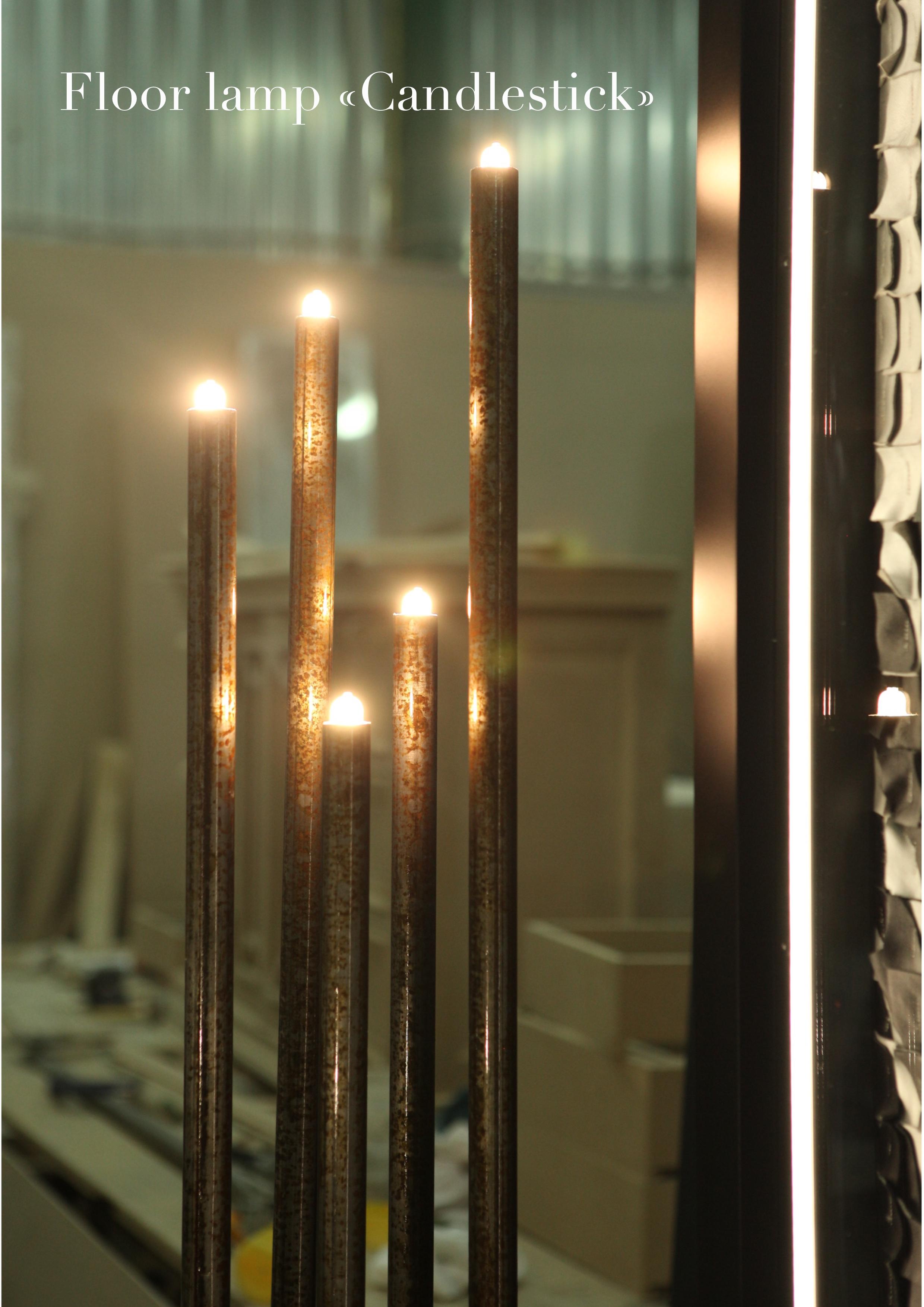 Russian Candlestick Floor Lamp Sculpted by Alexandr Pinchuk