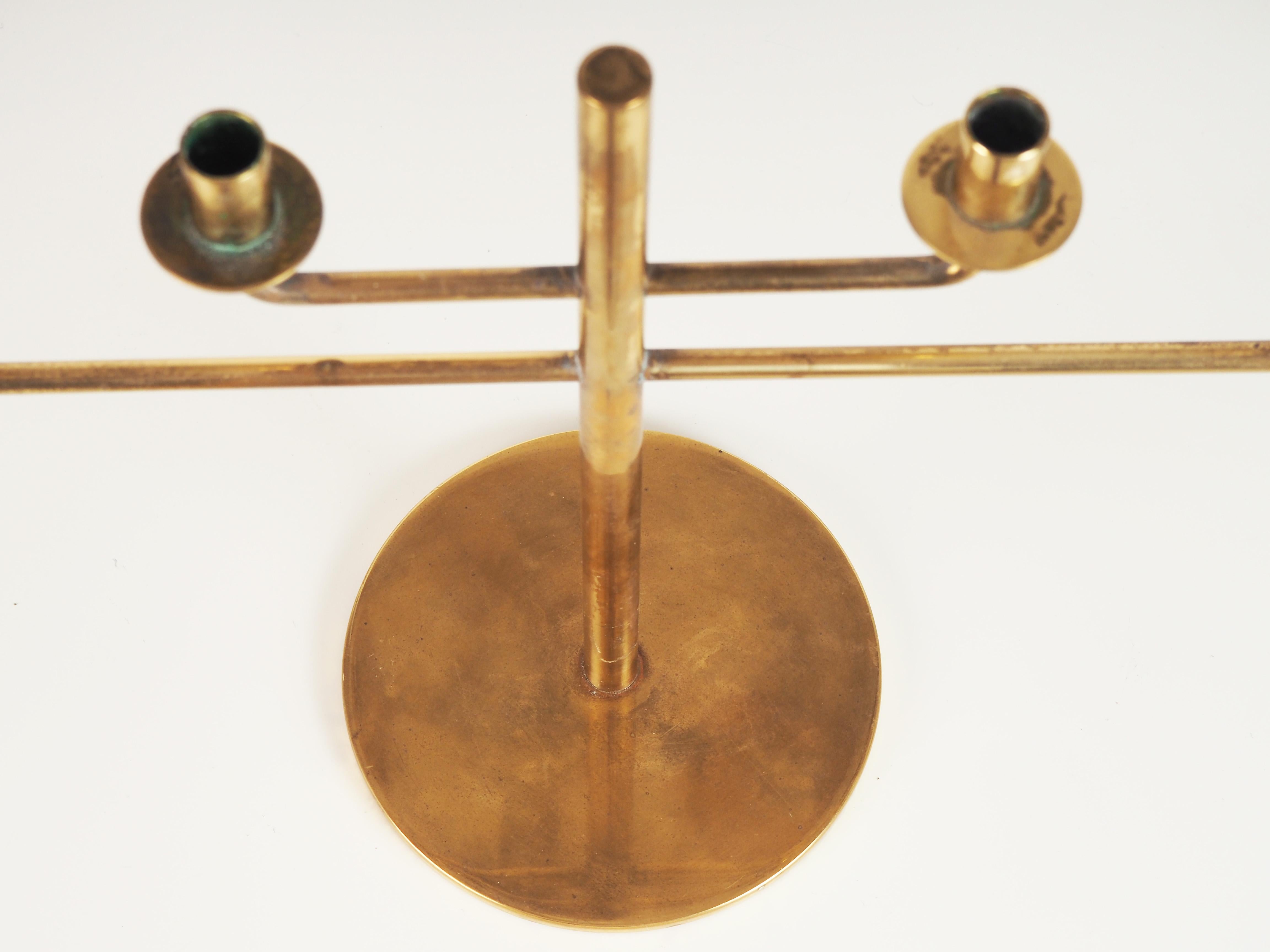 Candlestick in Brass by Hans-Agne Jakobsson, Markaryd, Sweden In Good Condition For Sale In Goteborg, SE