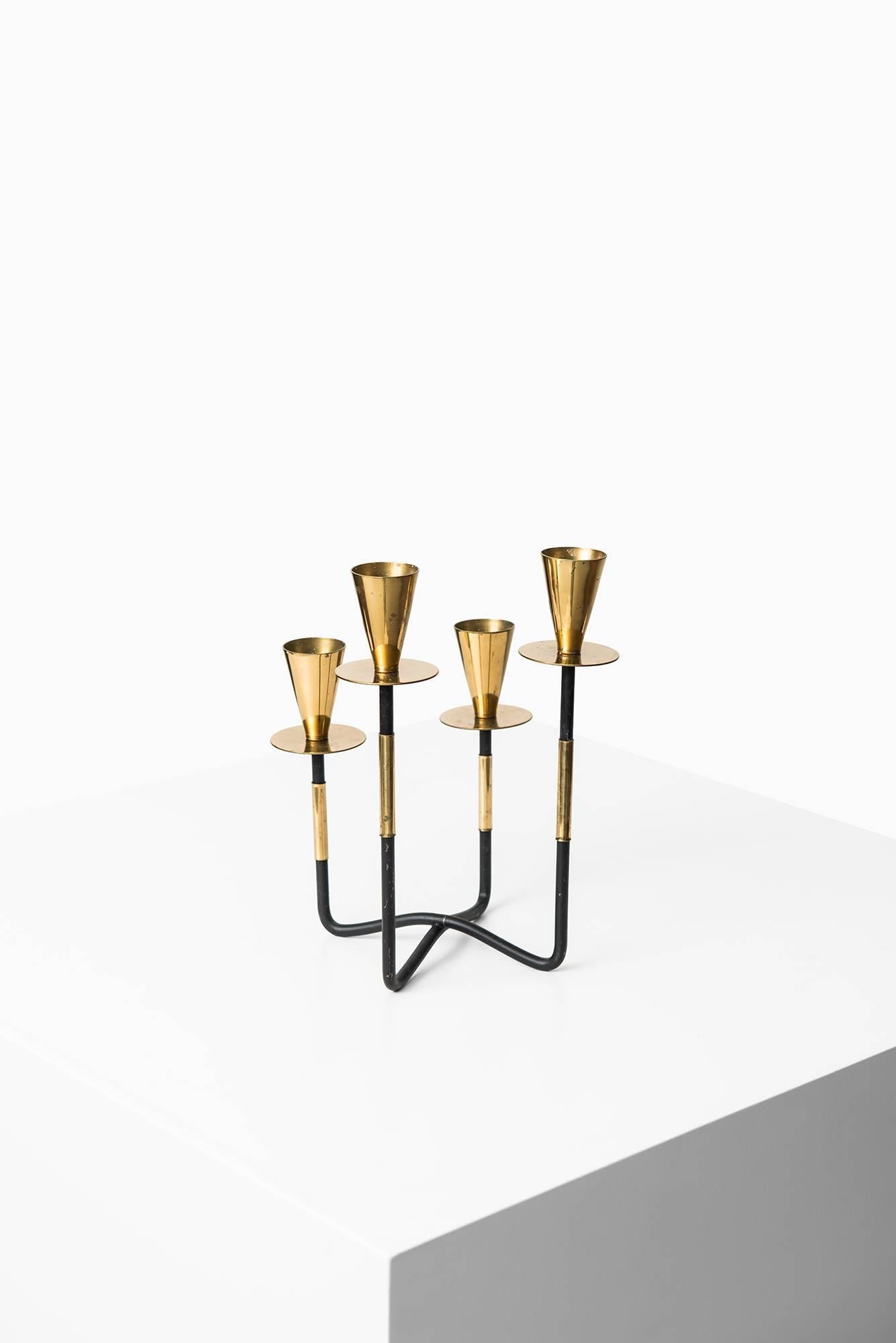 Scandinavian Modern Candlestick in Brass by Nils Johan in Sweden