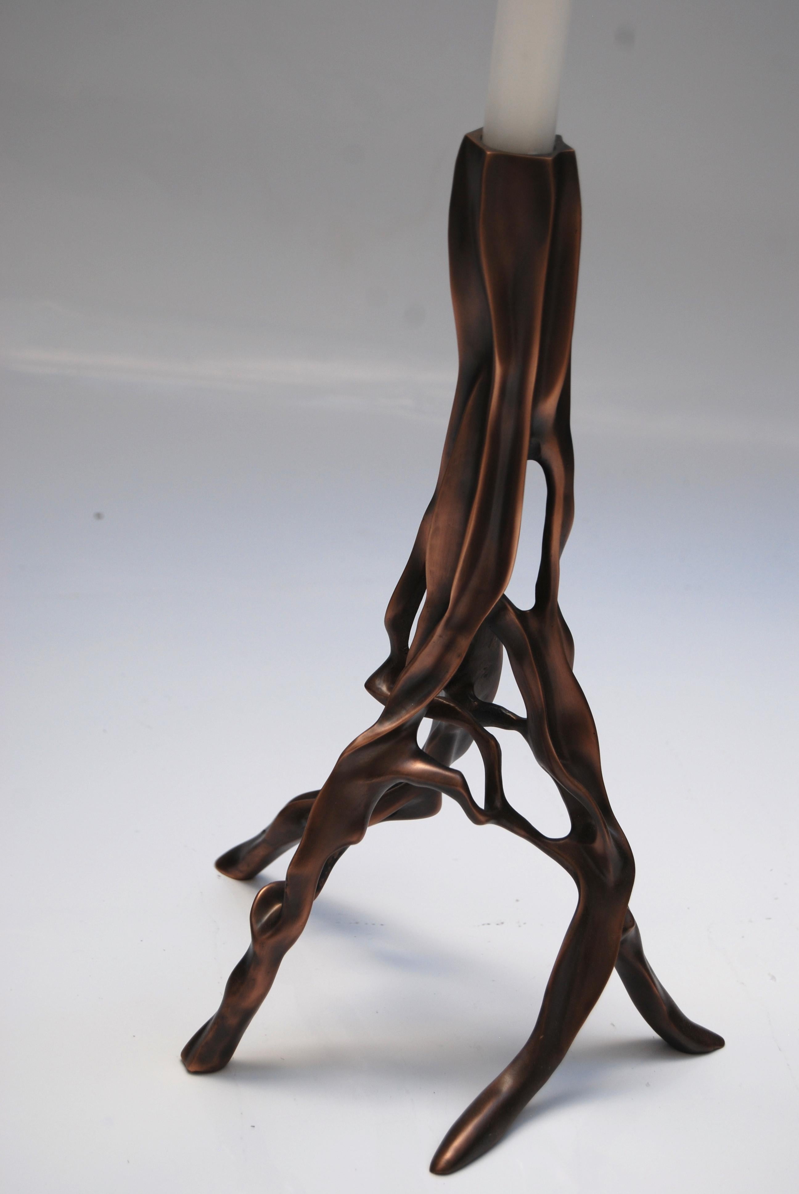 Modern Candlestick in Dark Bronze by Fakasaka Design For Sale