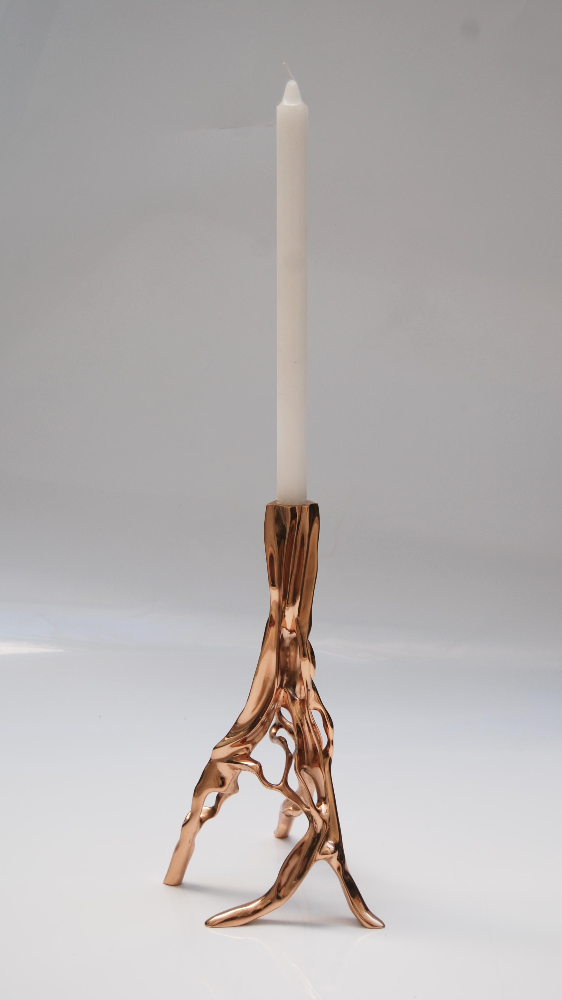 Contemporary Candlestick in Dark Bronze by Fakasaka Design For Sale