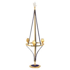 Candlestick in gilded brass and velvet. Contemporary Work. LS59441456B