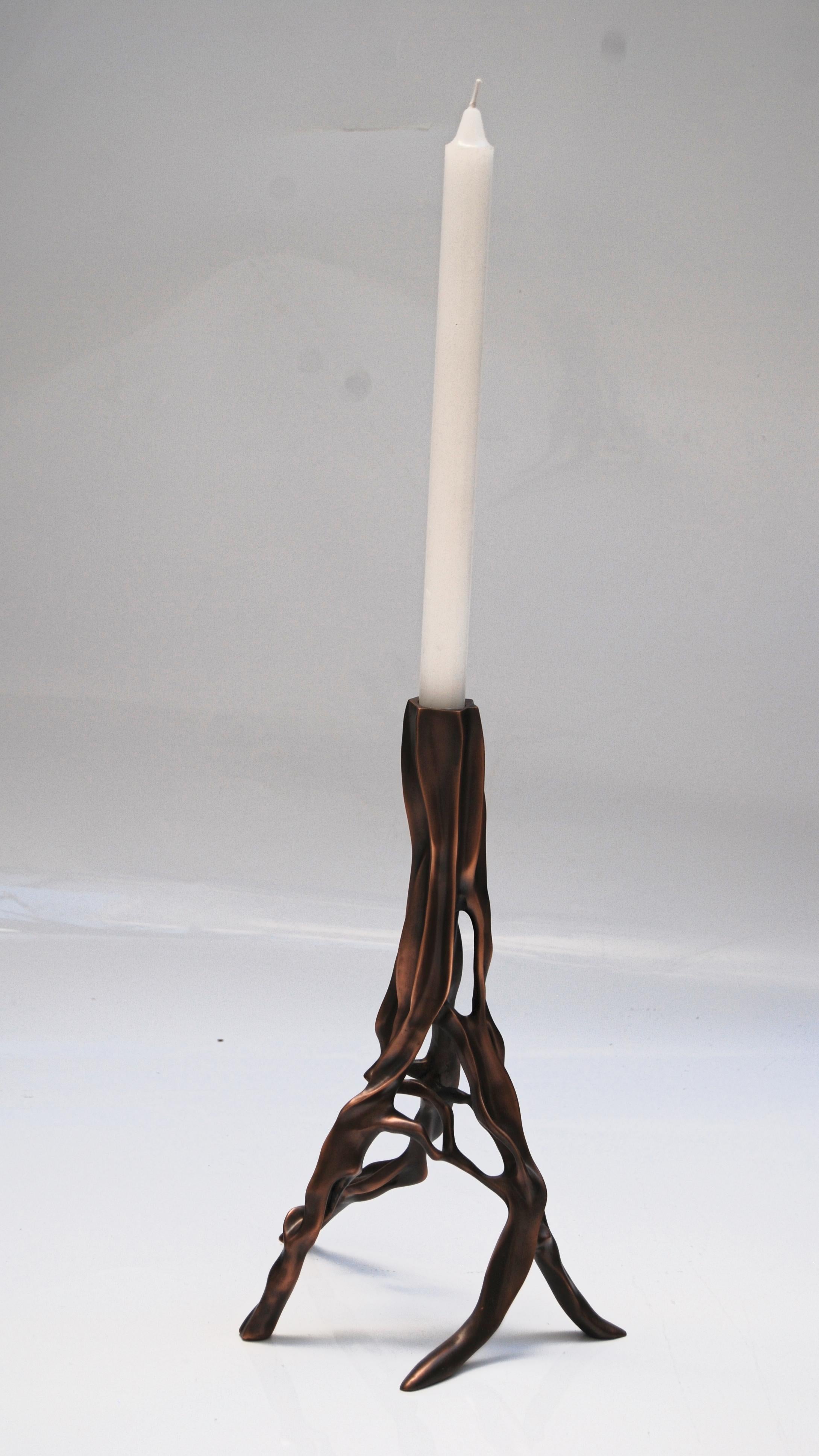 Brazilian Candlestick in Polished Bronze by FAKASAKA Design For Sale