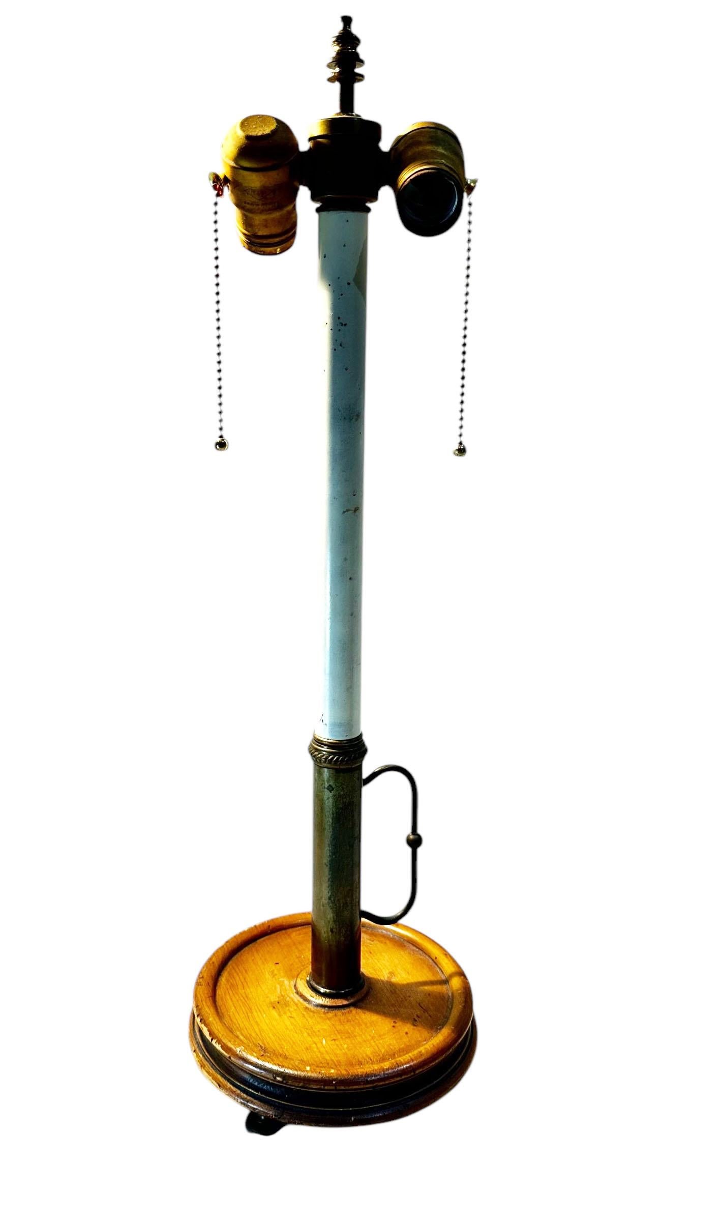 Italian Candlestick Lamp With Tole Shade For Sale