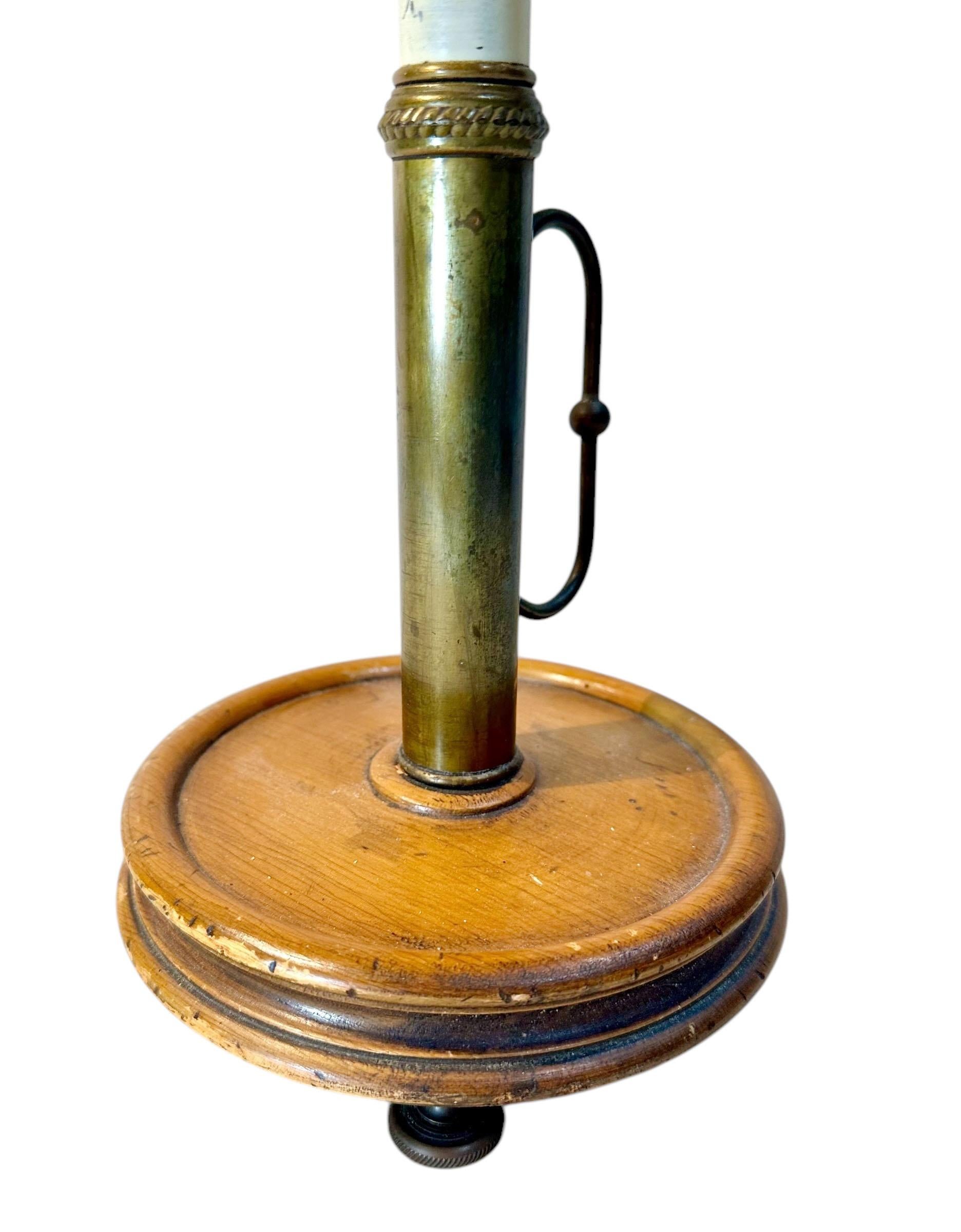 Candlestick Lamp With Tole Shade In Good Condition For Sale In Tampa, FL