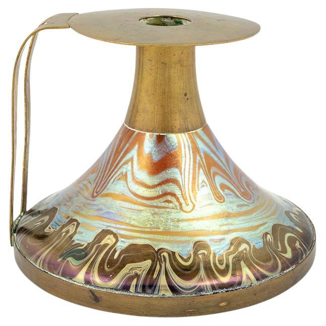 Colorful Candlestick Glass Loetz circa 1900 Austrian Art Noveau For Sale