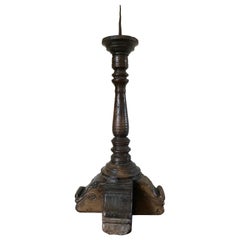 Candlestick Oak Gothic Scrollwork Pricket