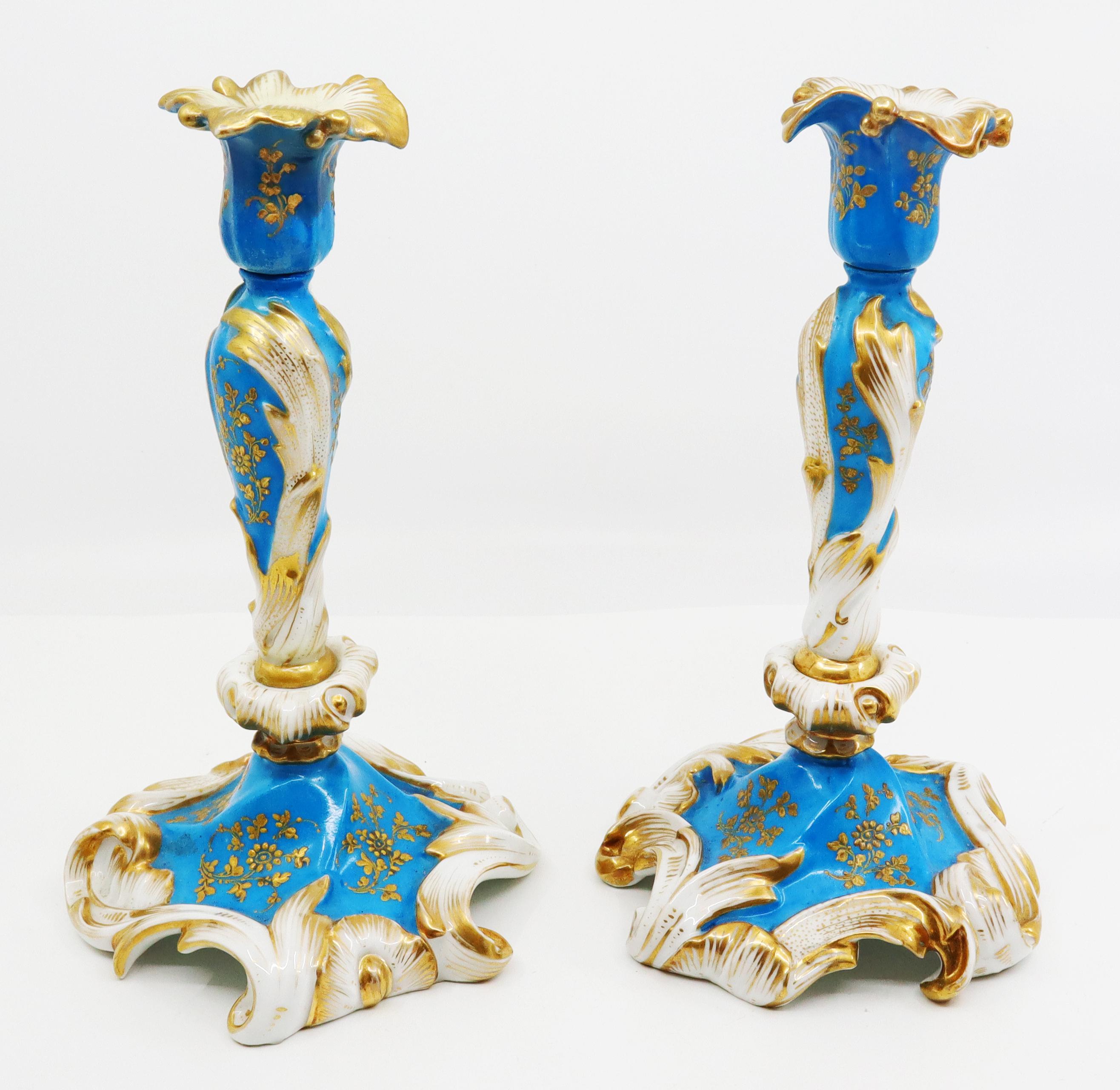 Pair of Candlesticks in Blue For Sale 1
