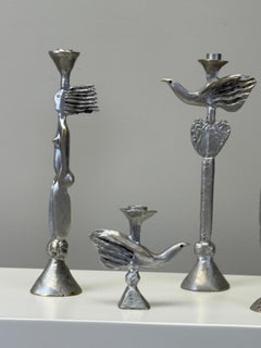 Candlestick Suite in Silvered Bronze by Pierre Casenove