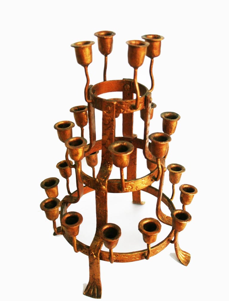Candleholder ,24 Candles Votive Style,Wrought Iron Golden, Early 20th Century at 1stDibs