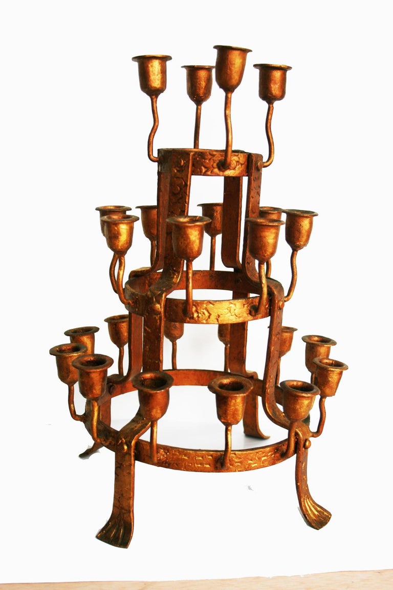 Candleholder ,24 Candles Votive Style,Wrought Iron Golden, Early 20th Century at 1stDibs
