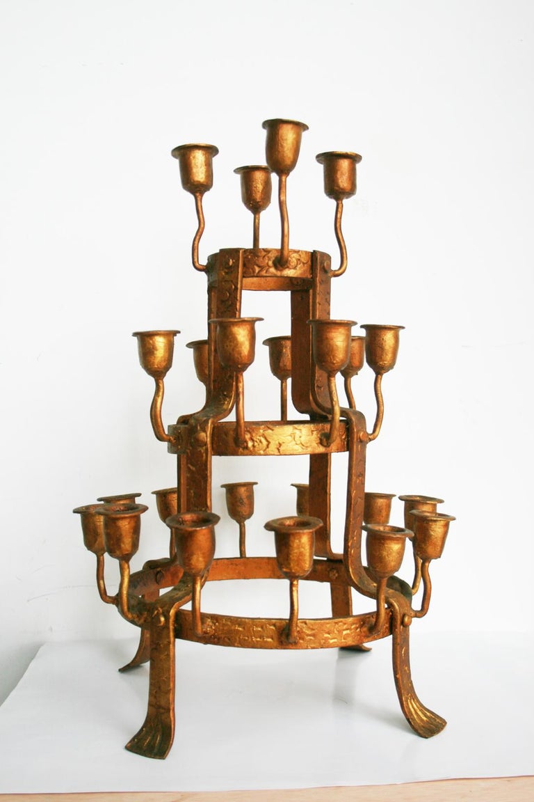 Candleholder ,24 Candles Votive Style,Wrought Iron Golden, Early 20th