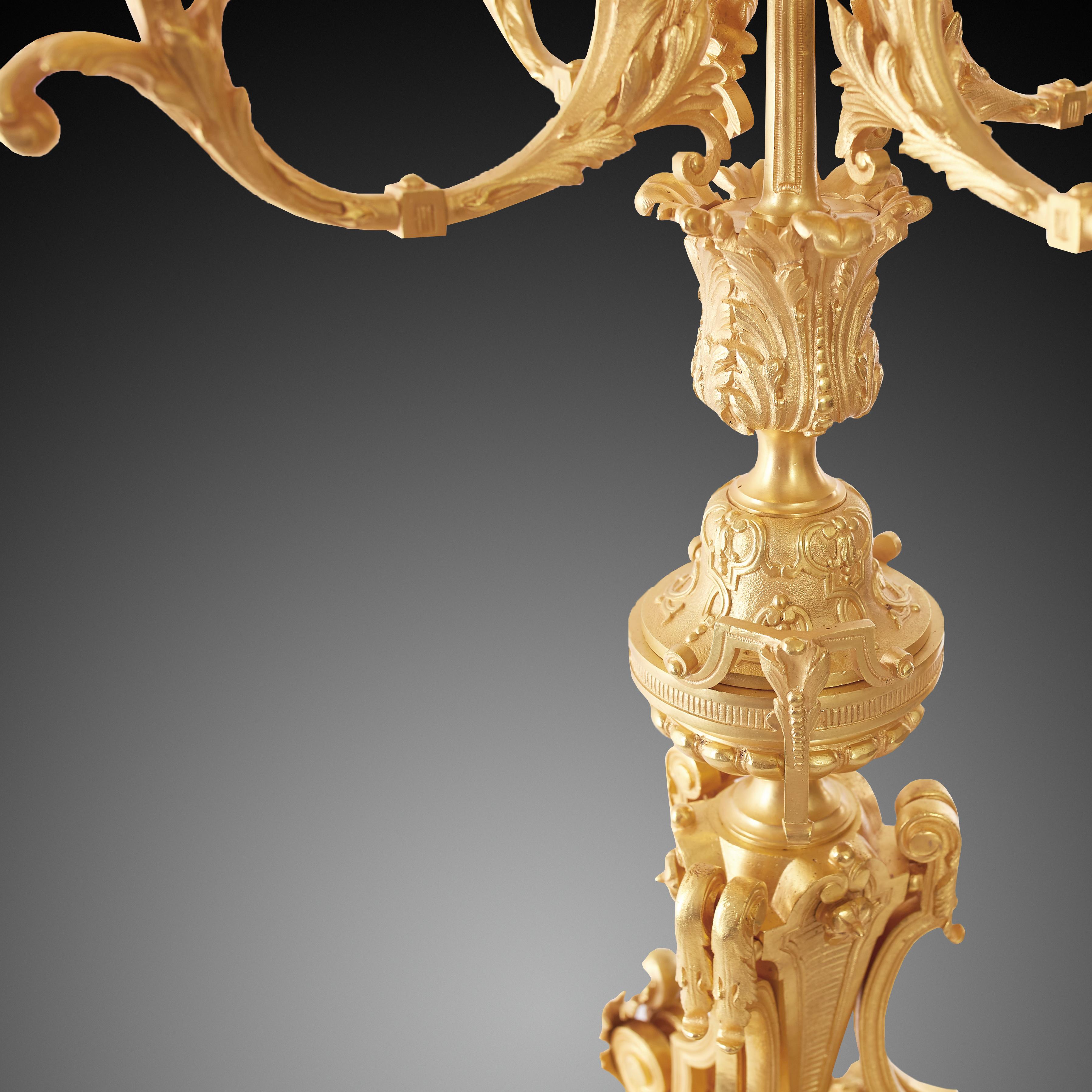 Gilt Candlestick with a Figure of a Rhino For Sale