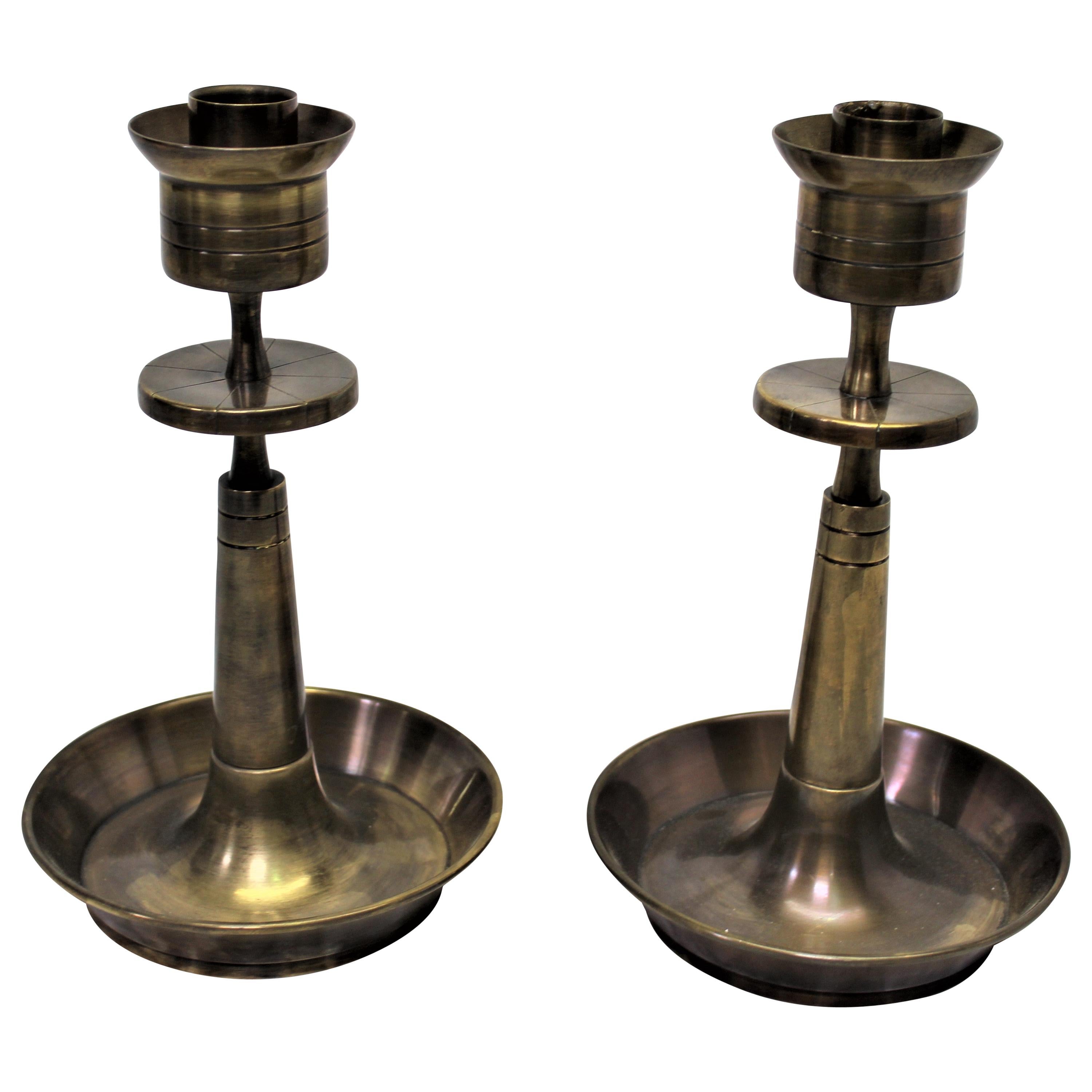 Candlesticks All Brass After Tommy Parzinger Antique Brass Finish For Sale