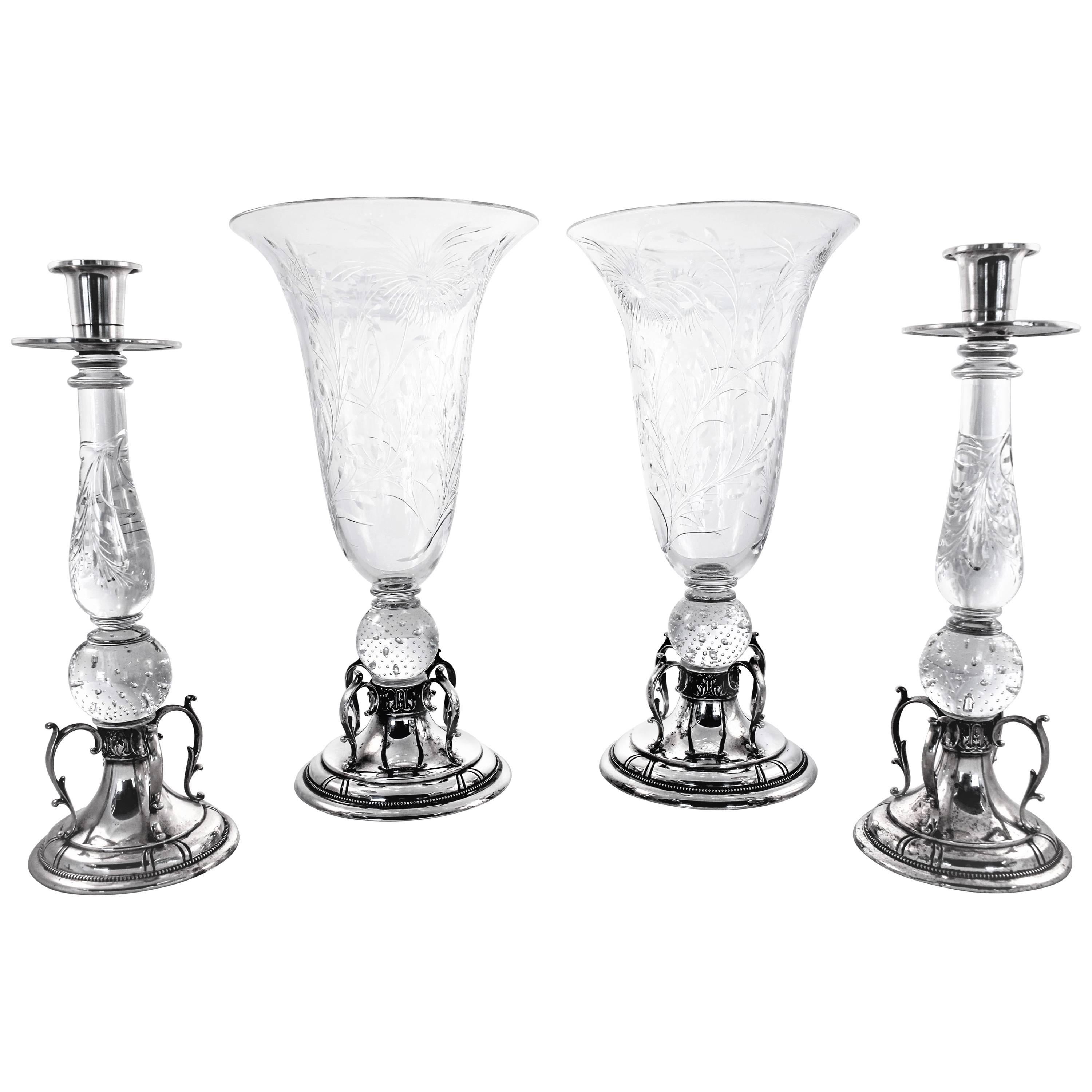 Candlesticks and Matching Vases