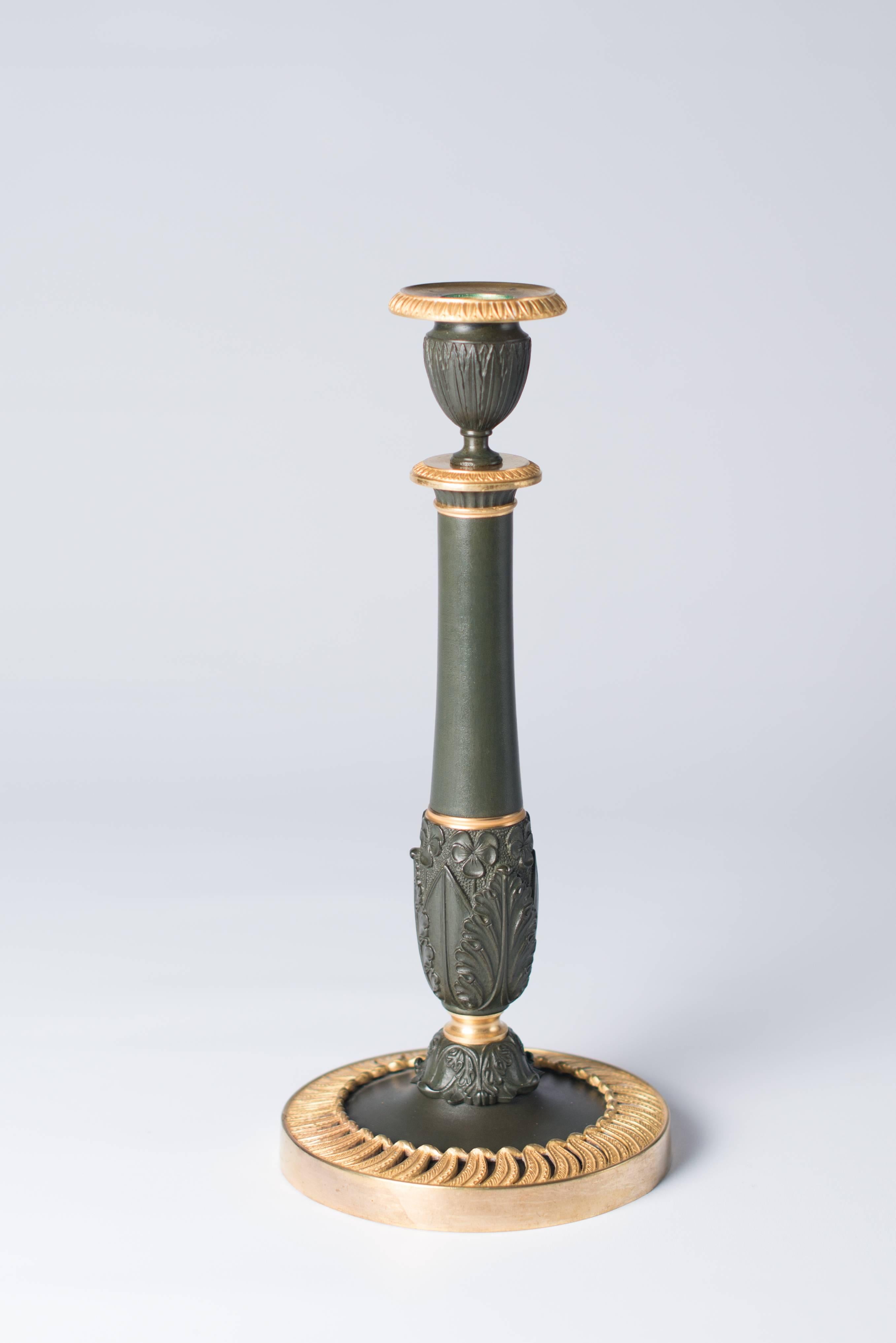Cast Candlesticks Antique Gilded Bronze, France, 1830 For Sale