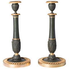 Candlesticks Antique Gilded Bronze, France, 1830