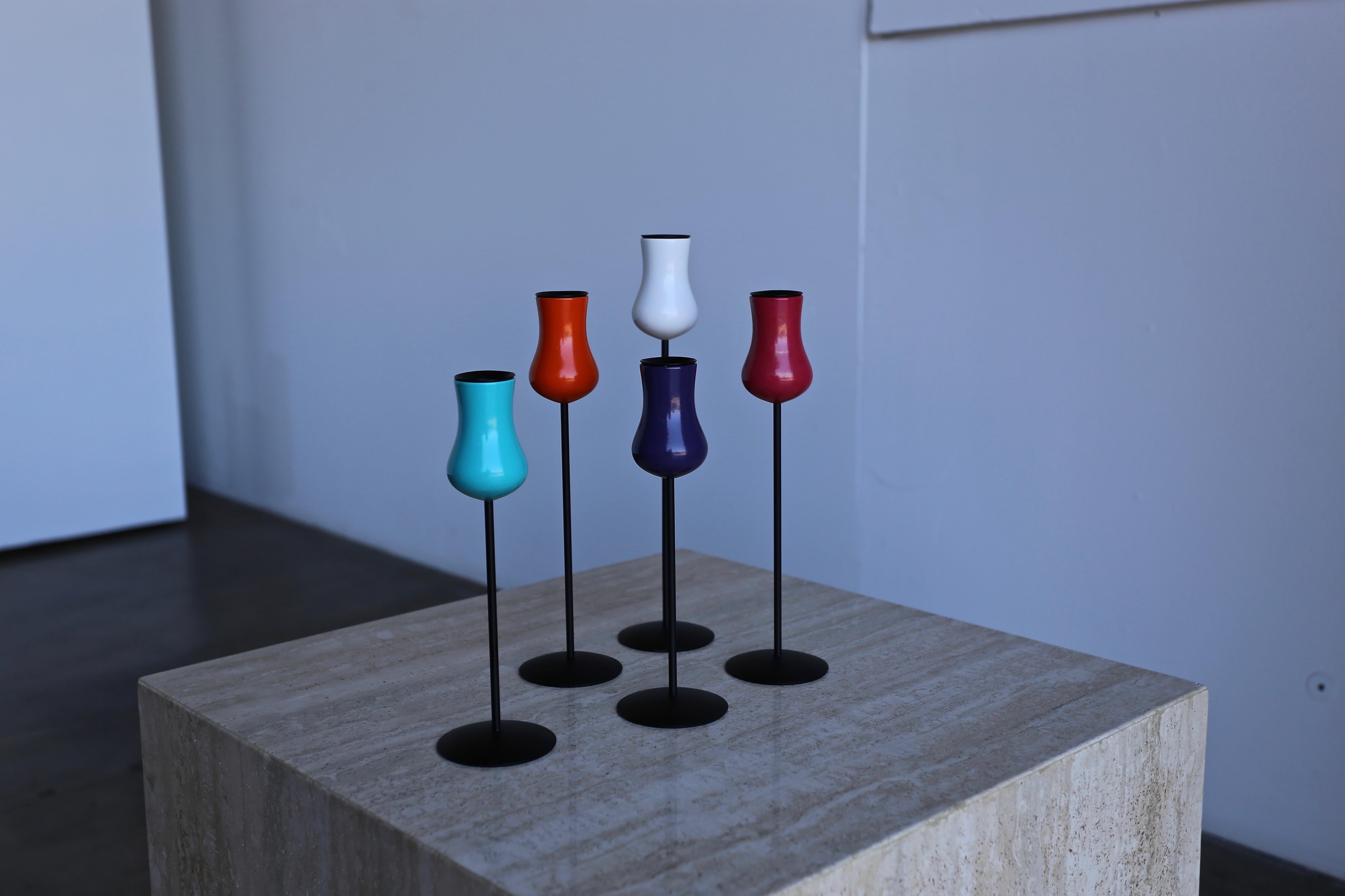 Candlesticks by Laurids Lonborg. A multicolored rare set of five, circa 1960s. 

1. Measures: 11.25